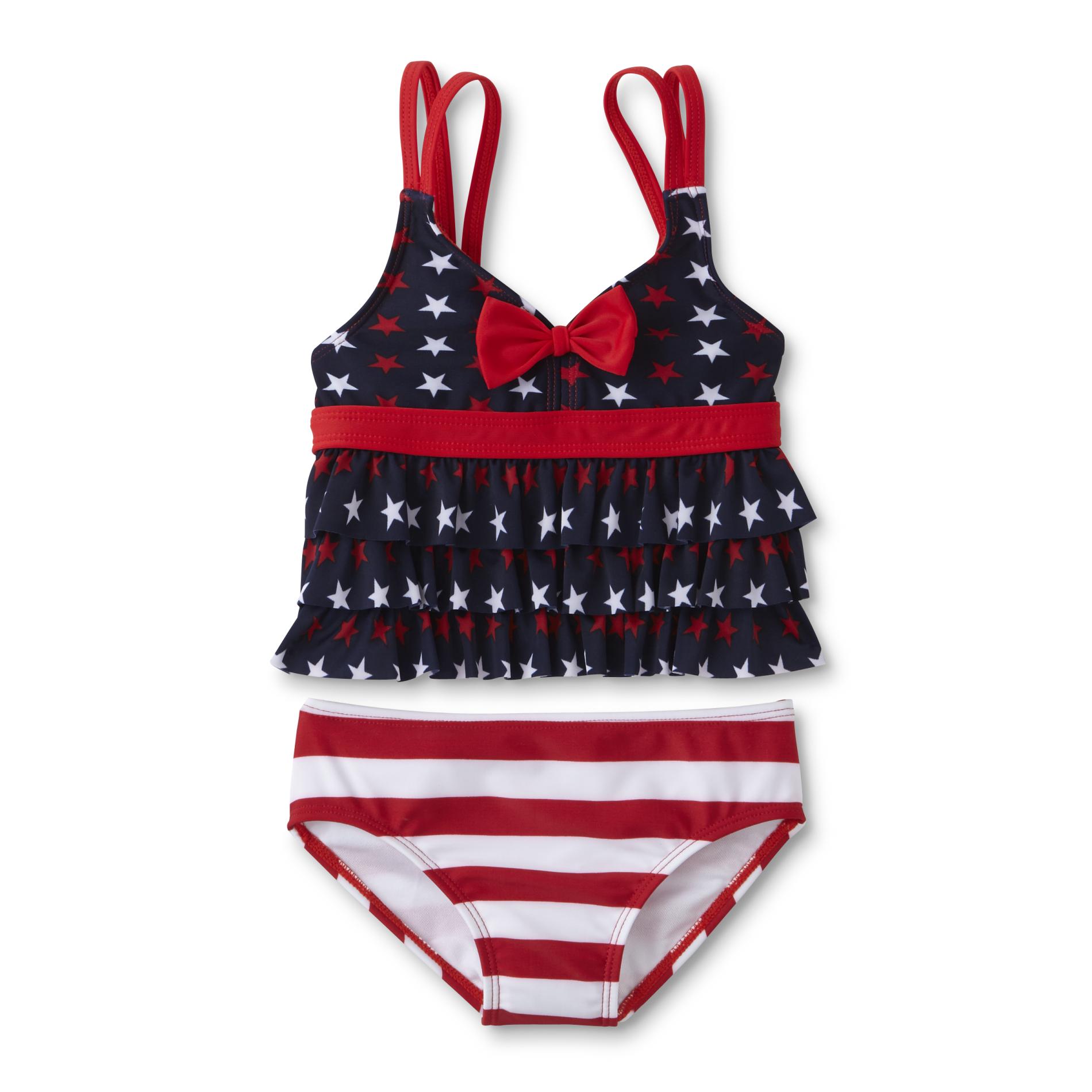 Joe Boxer Infant Girls' Tankini Swim Top & Bottoms - Americana, Size: 4T, Maritime Blue Joe Boxer Infant Girls' Tankini Swim Top & Bottoms - Americana, Size: 4T, Maritime Blue
