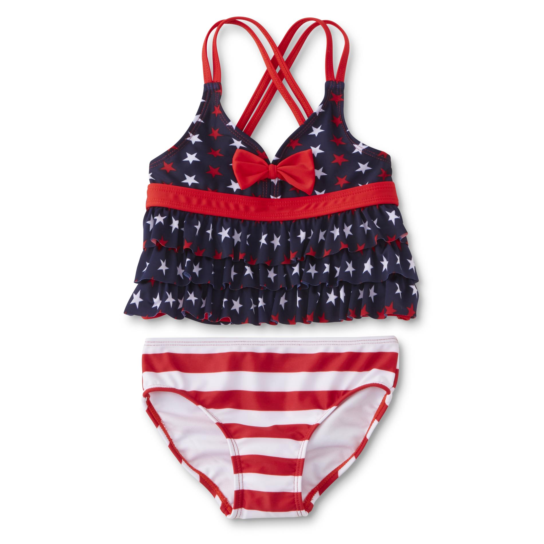 Joe Boxer Infant Girls' Tankini Swim Top & Bikini Bottoms - Patriotic