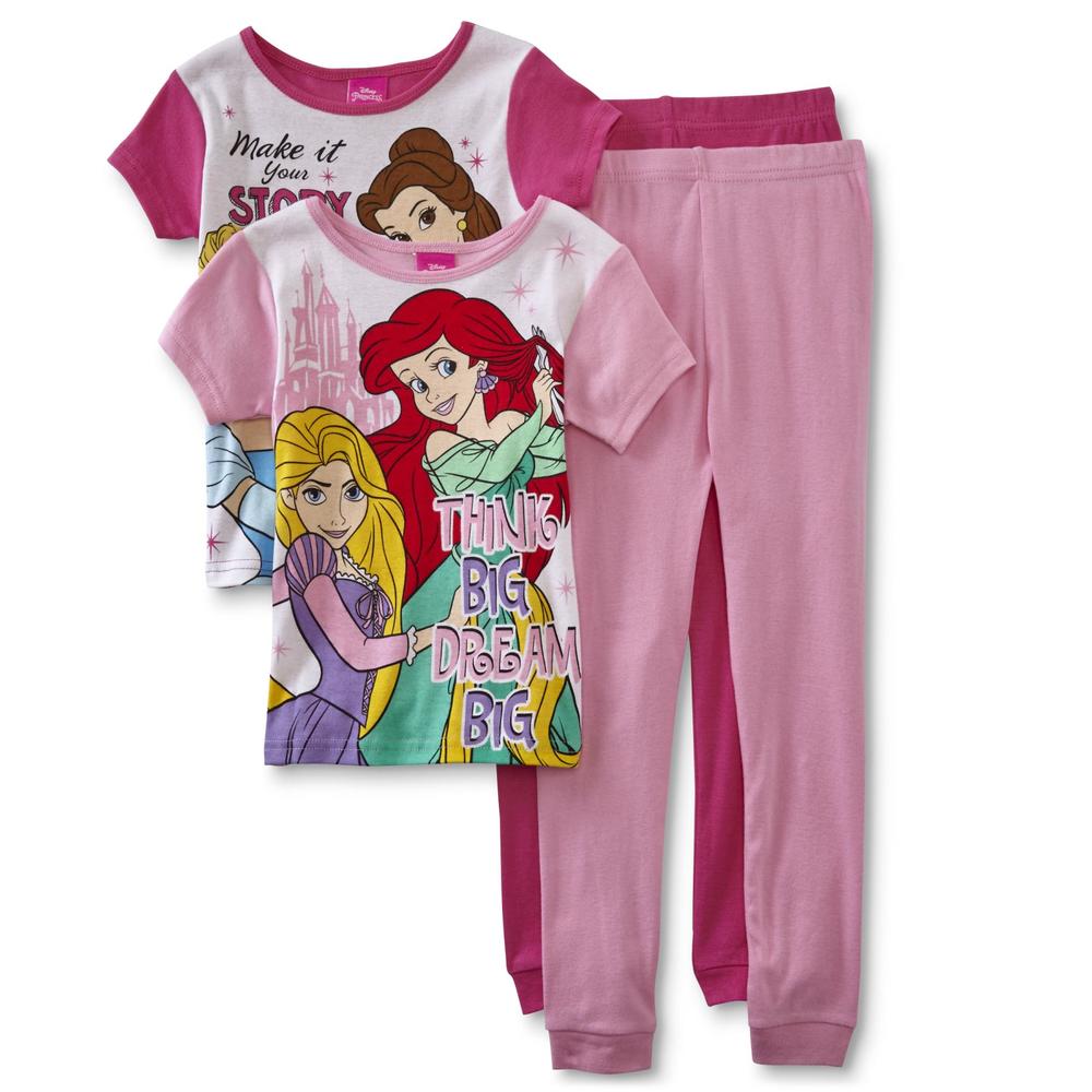 Princess Girls' 2 Pajama Tops & 2 Pants