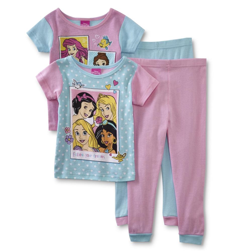 Character Princess Toddler Girls' 2 Pajama Tops & 2 Pants