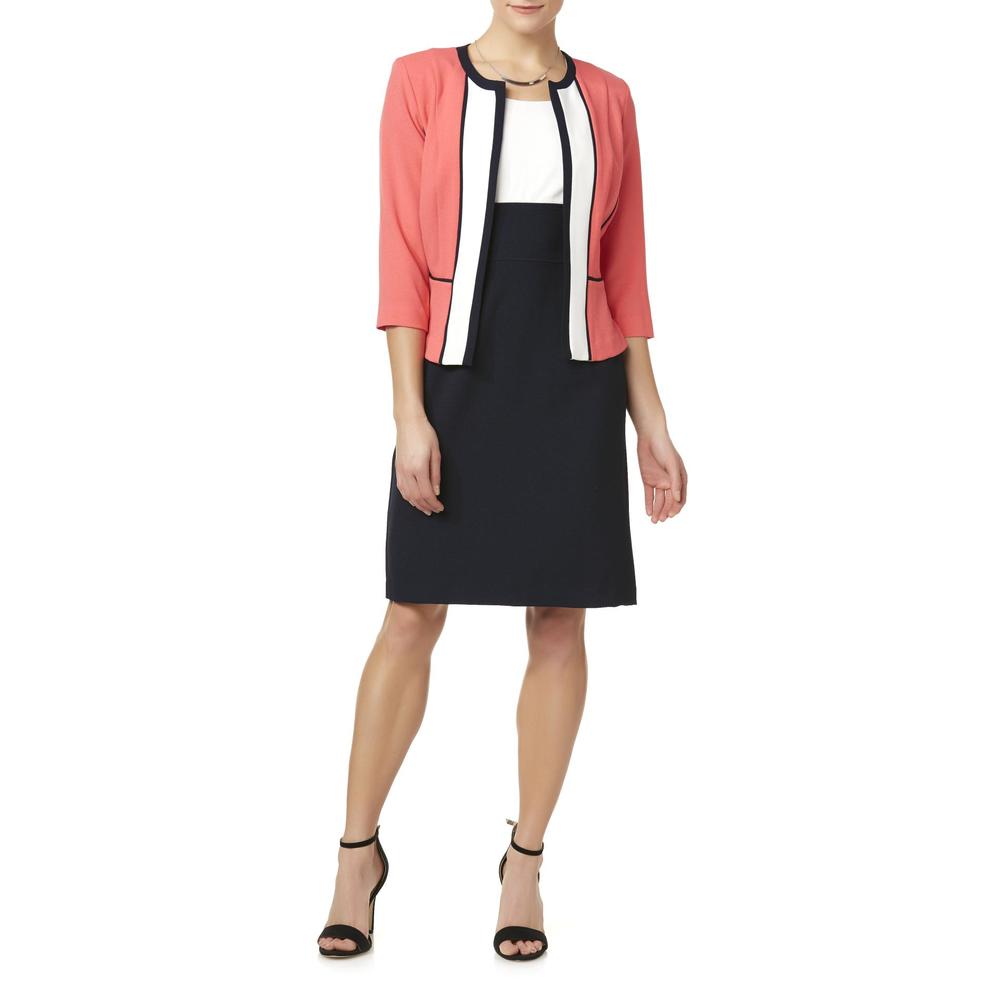 Sandra Darren Women's Sleeveless Dress & Jacket - Colorblock