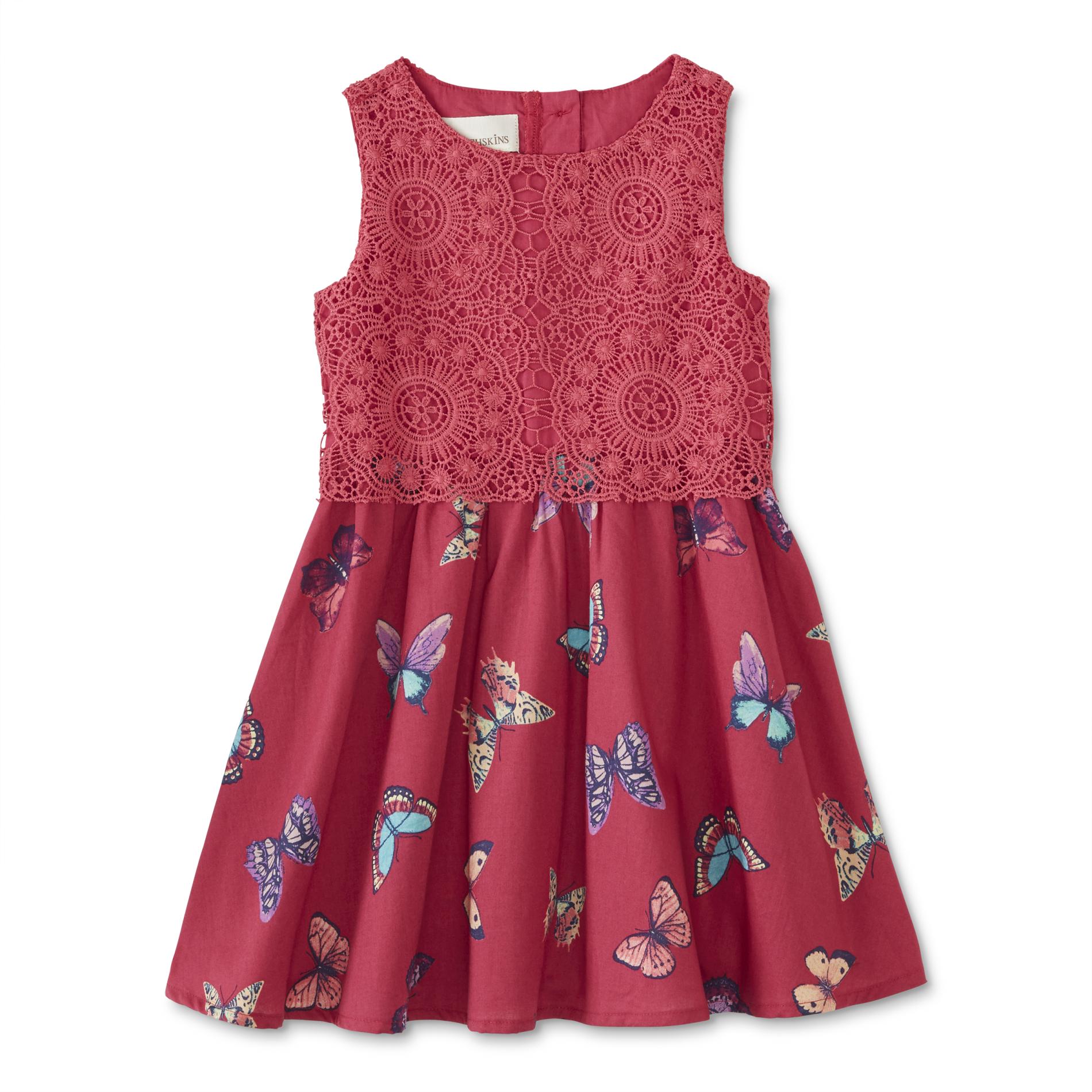 Toughskins Infant & Toddler Girls' Crochet Blouson Dress - Butterflies