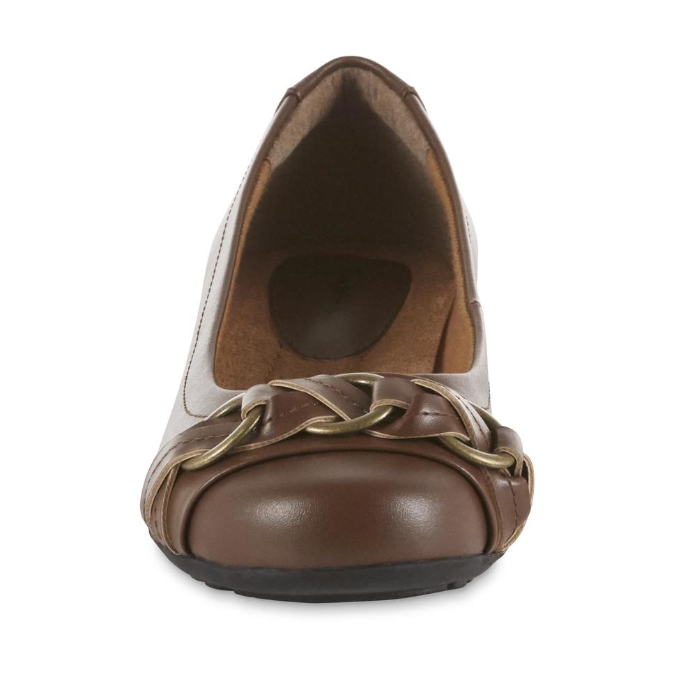 Thom McAn Women's Ross Leather Ballet Shoe - Brown