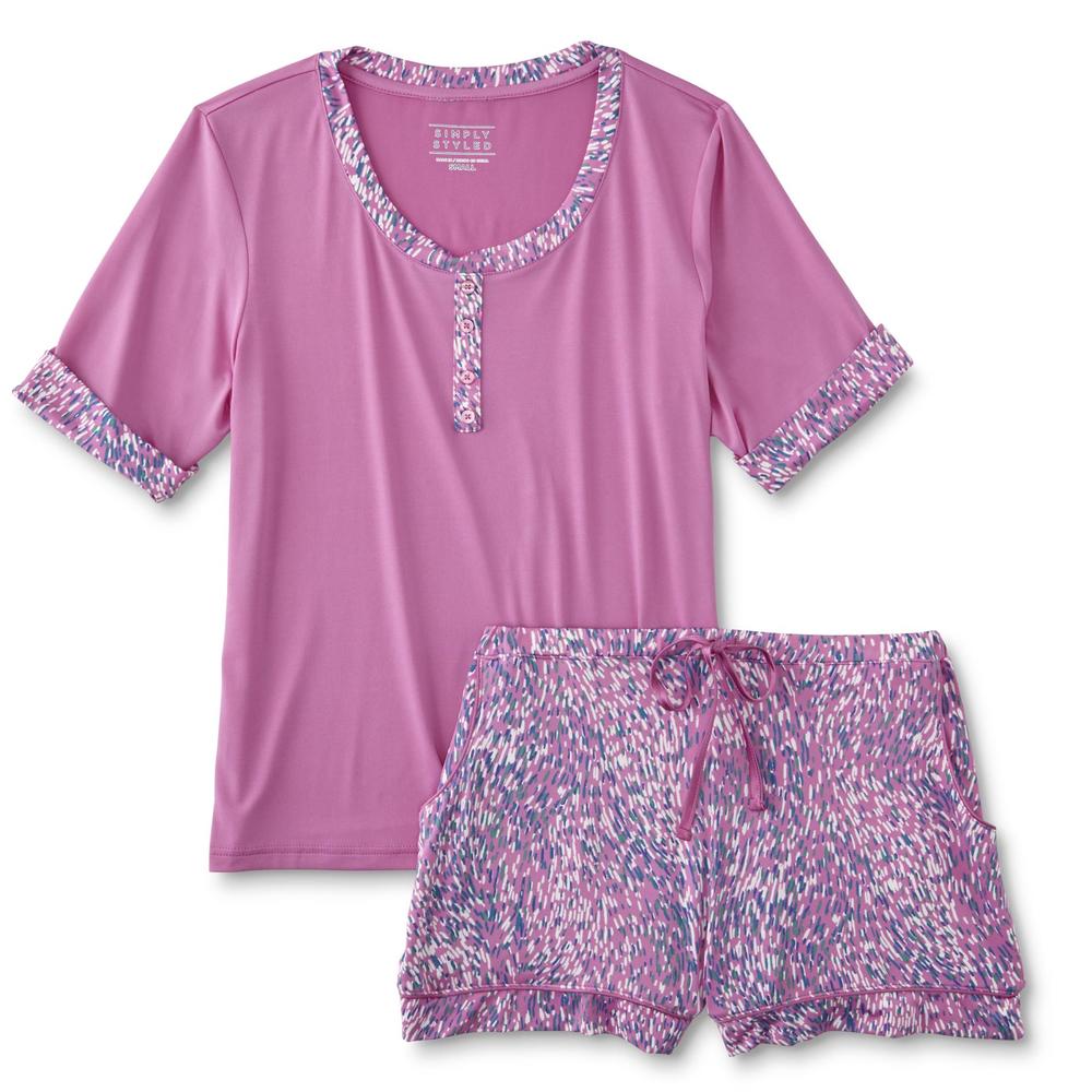 Simply Styled Women's Pajama Shirt & Shorts - Abstract
