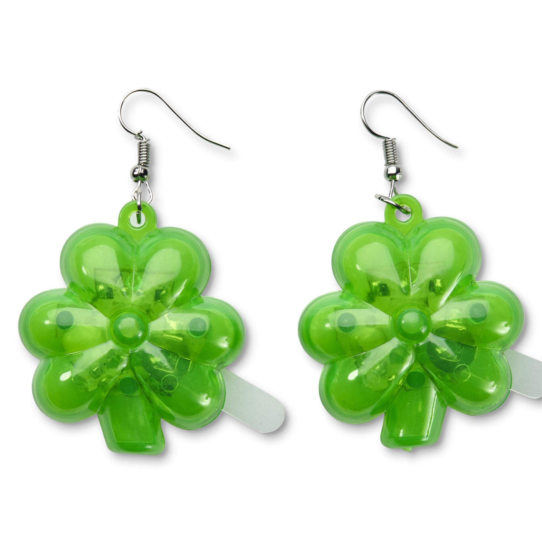 Holiday Editions Women's St. Patrick's Day Light-Up Shamrock Dangle Earrings