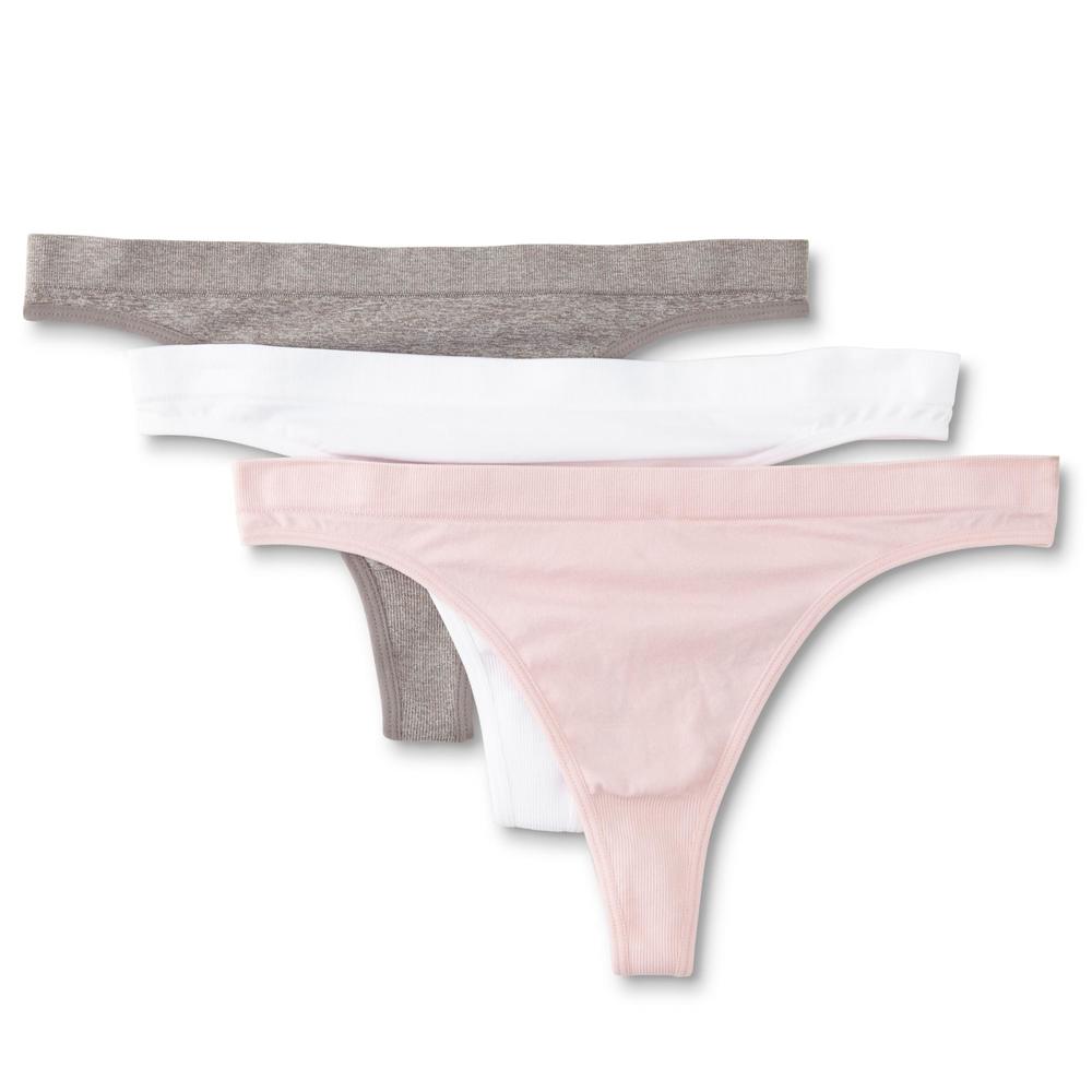 Simply Styled Women's 3-Pack Thong Panties - Heathered