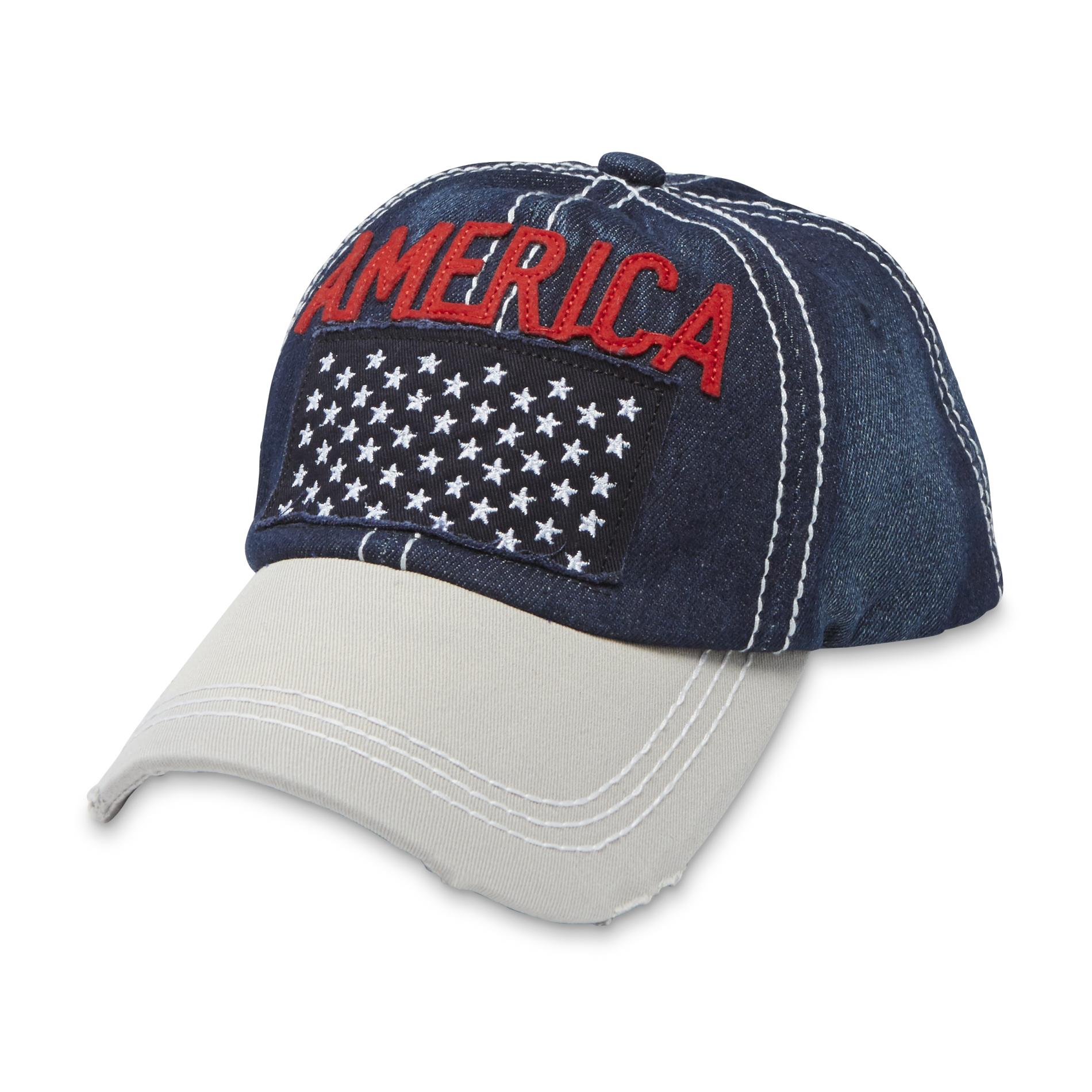 Men’s Distressed Baseball Hat - America, Blue Men’s Distressed Baseball Hat - America, Blue