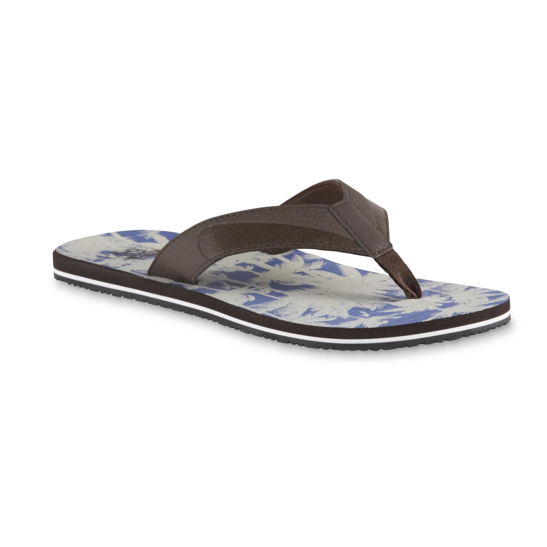 Route 66 Men's Fallon Brown/Blue/Palm Flip-Flop Sandal | Shop Your Way ...