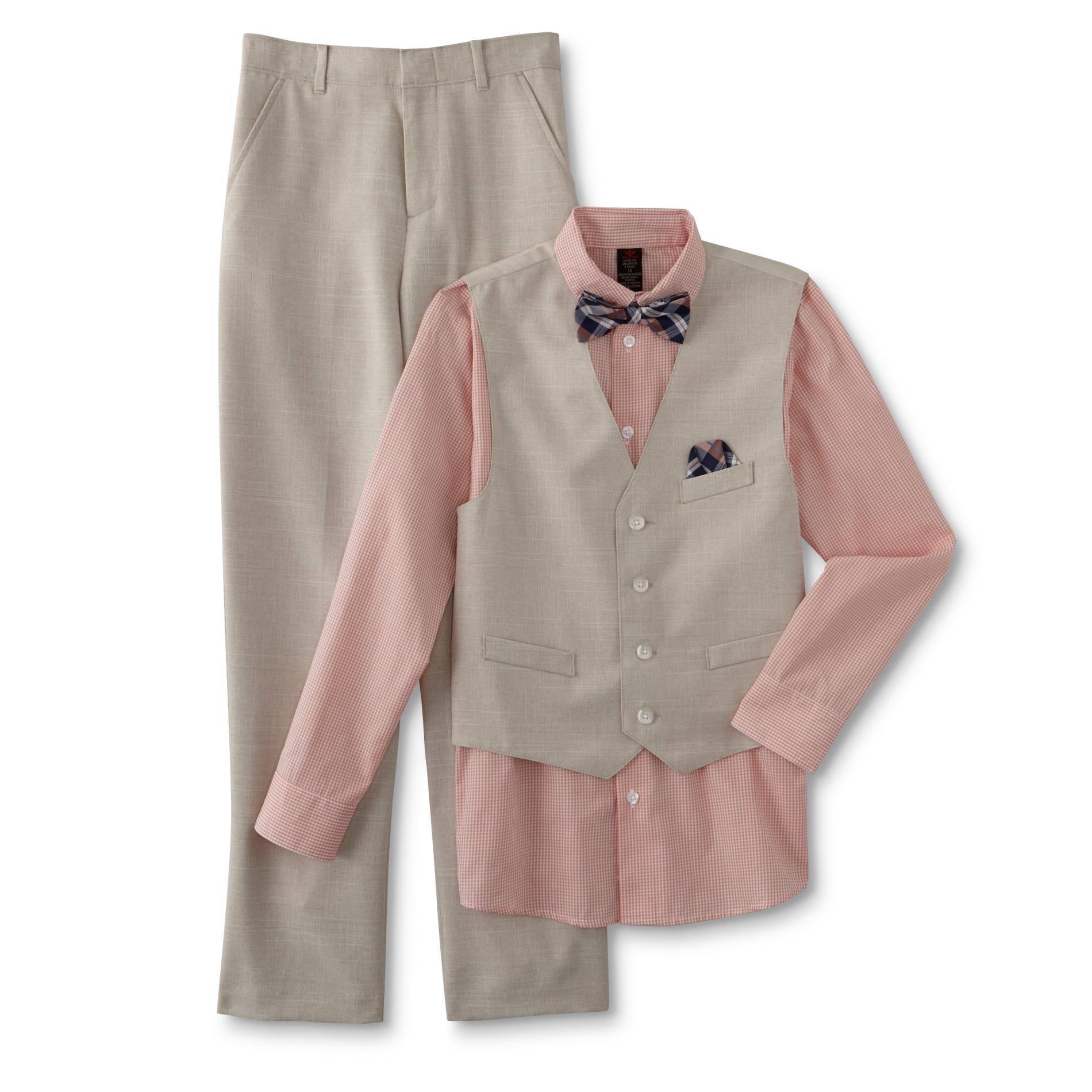 Dockers Boys' Dress Shirt, Vest, Pants & Bowtie - Plaid