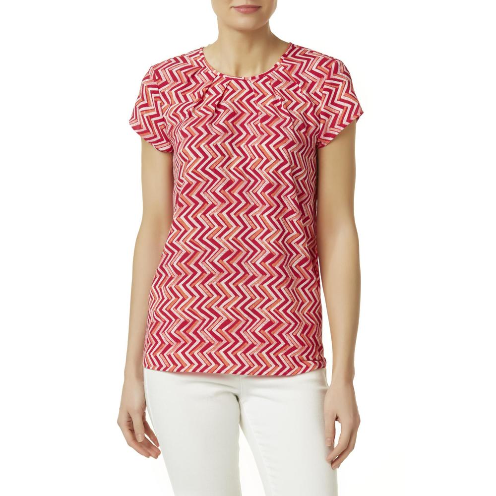 Simply Styled Women's Pleated Top - Chevron