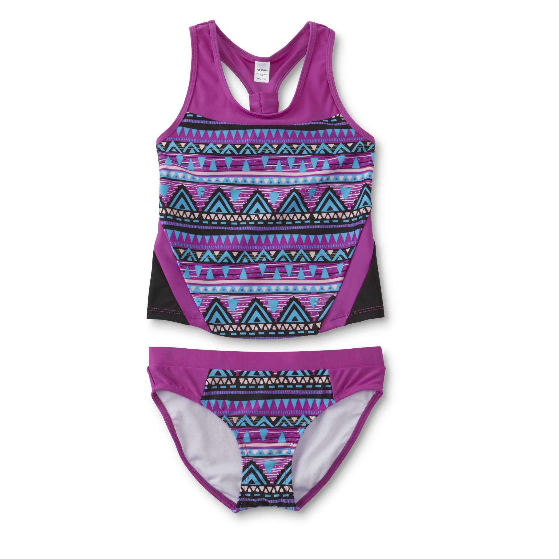 Joe Boxer Girls' Tankini Top & Bikini Swim Bottoms Geometric Shop