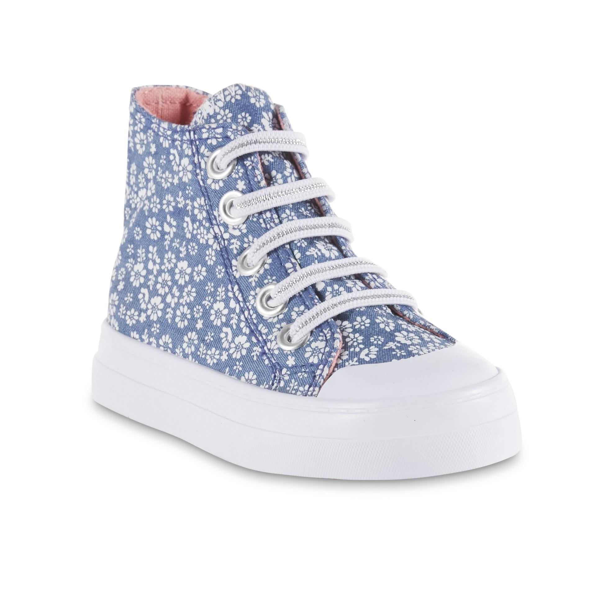 Piper & Blue Toddler Girls' Demi High-Top Sneaker - Blue/White Floral