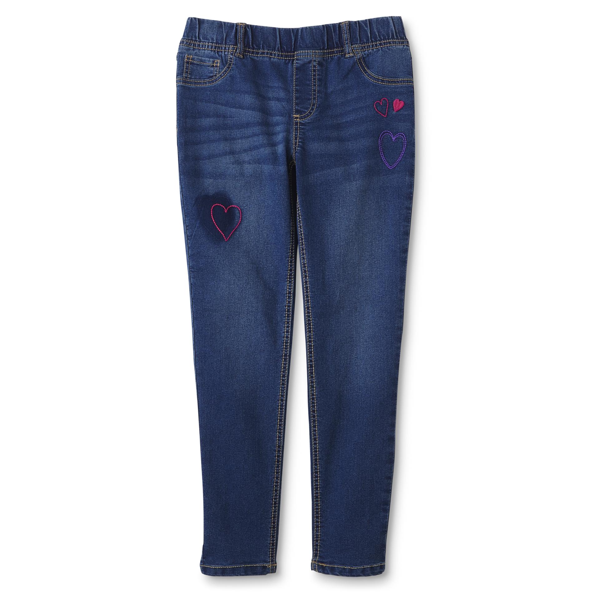 Plus Size Route 66 Girls’ Plus Embroidered Jeggings - Hearts, Size: 8.5, Medium Wash Plus Size Route 66 Girls’ Plus Embroidered Jeggings - Hearts, Size: 8.5, Medium Wash