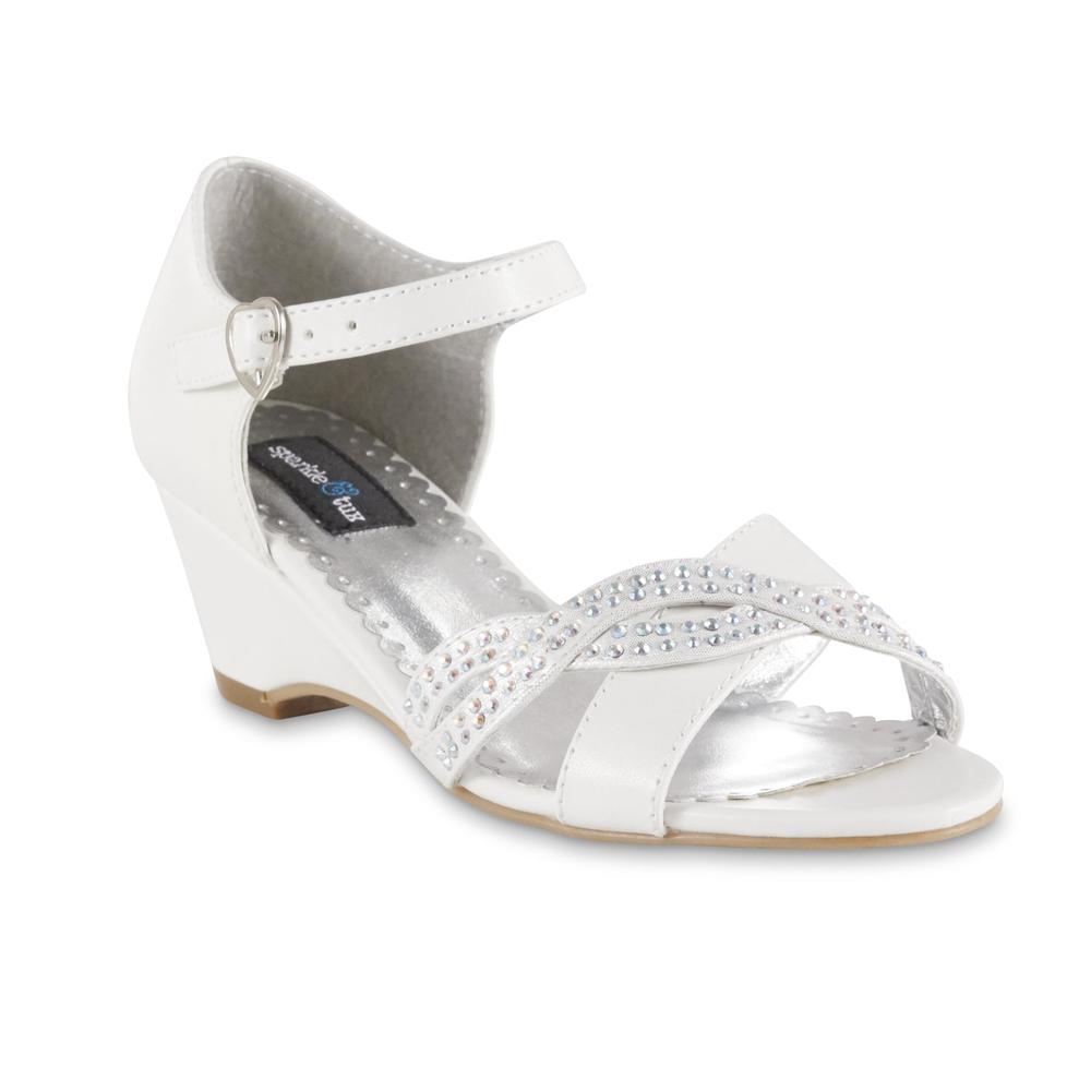 Sparkle & Tux Girls' Joline Open Toe Dress Shoe - White