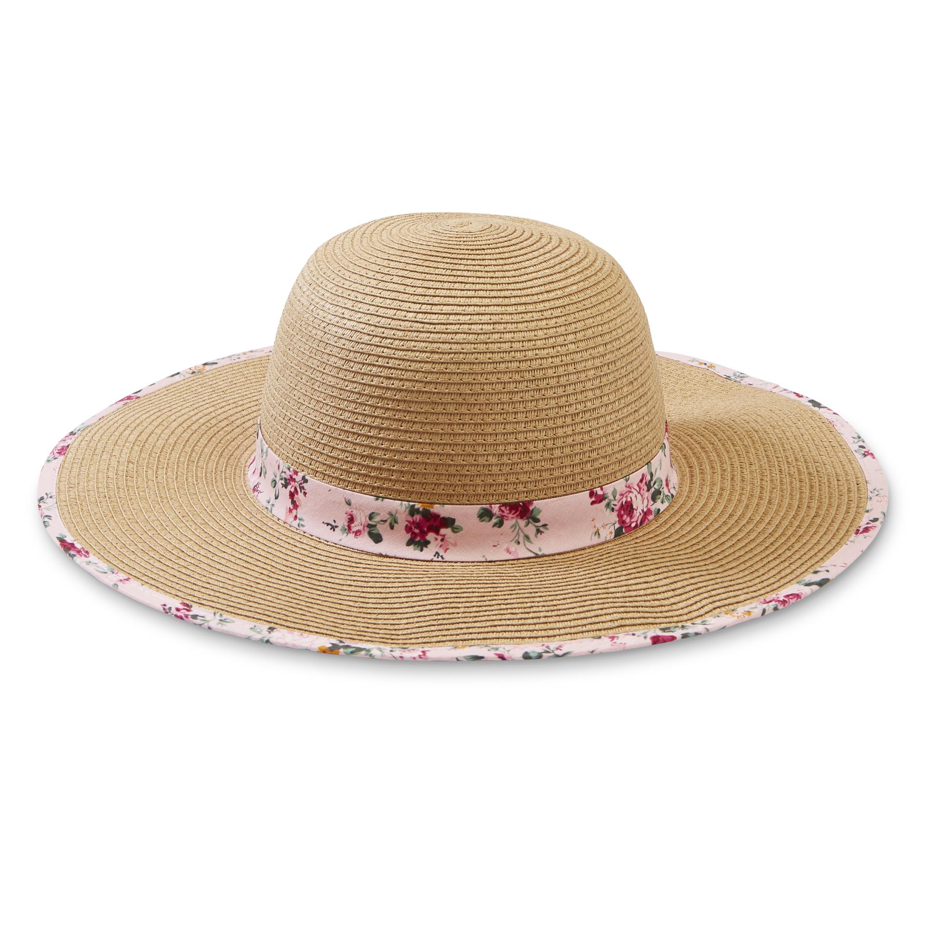 Women's Straw Floppy Hat - Floral