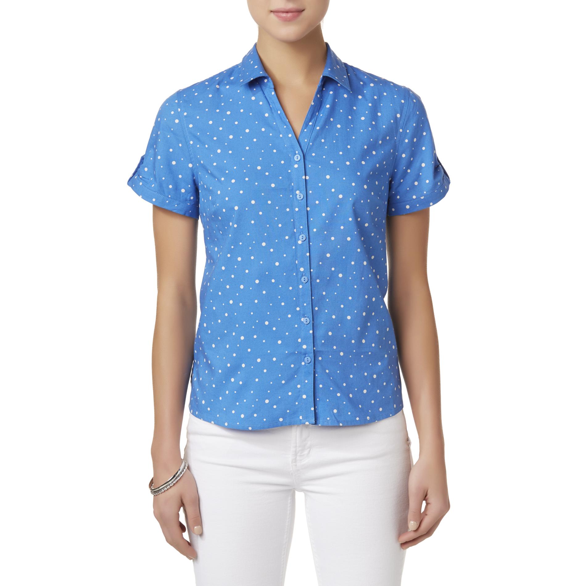 Erika Petites' ShortSleeve Utility Blouse PolkaDot Shop Your Way