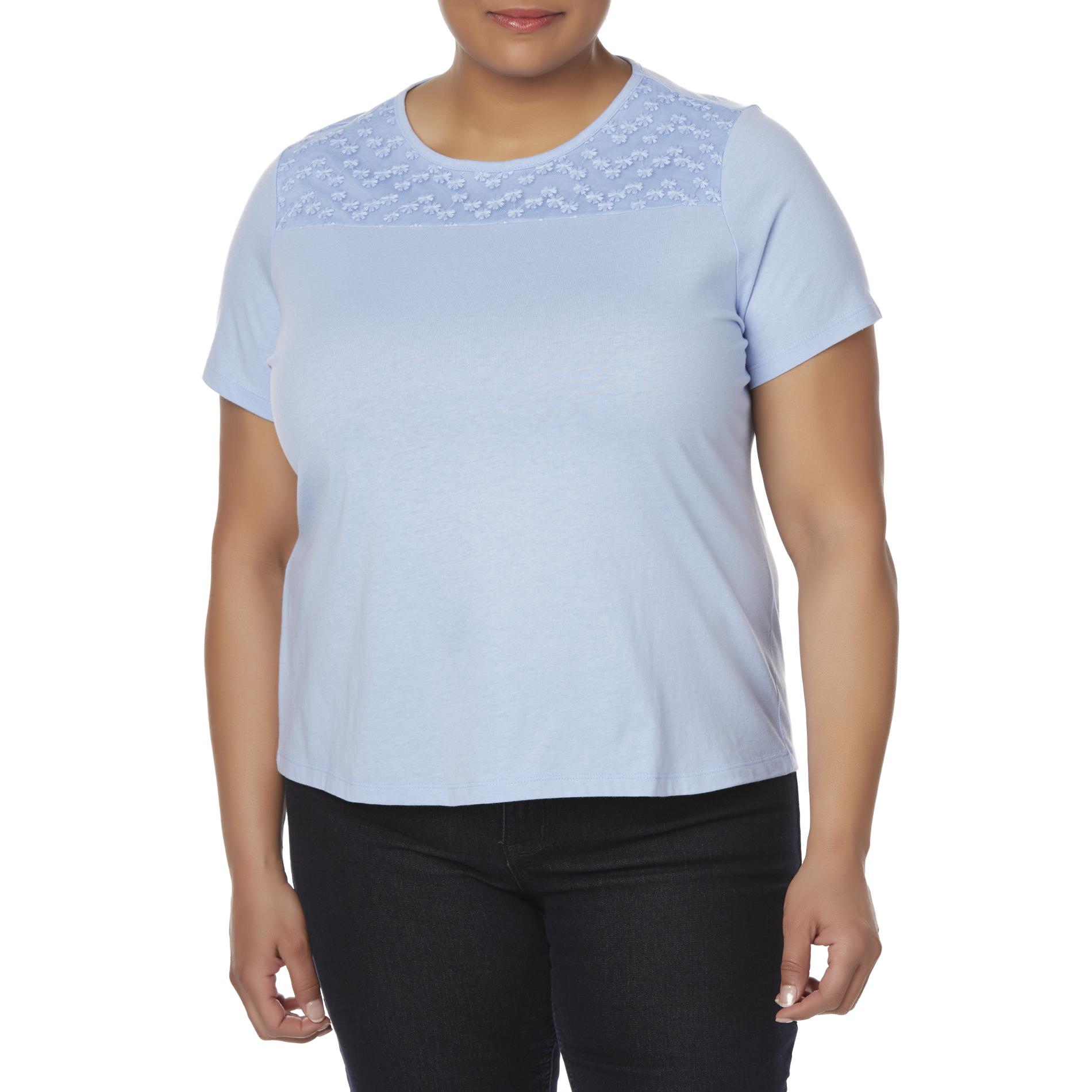 Plus Size Basic Editions Women’s Plus Embroidered T-Shirt - Floral, Size: 1XL, Butterfly Plus Size Basic Editions Women’s Plus Embroidered T-Shirt - Floral, Size: 1XL, Butterfly