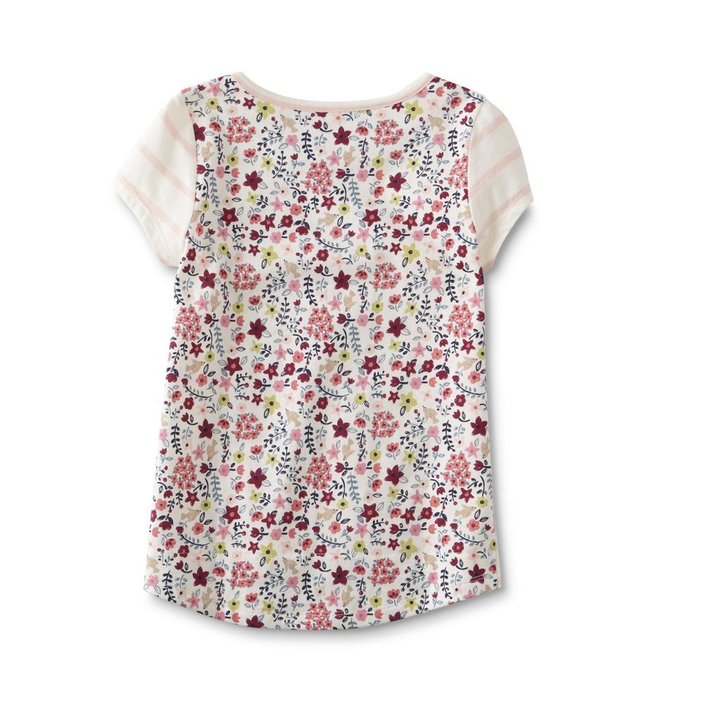 Toughskins Girl's High-Low Pocket T-Shirt - Floral Print