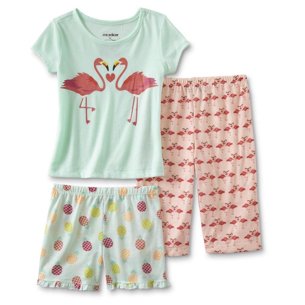 Joe Boxer Infant & Toddler Girls' Pajama T-Shirt, Shorts & Cropped Pants - Flamingo
