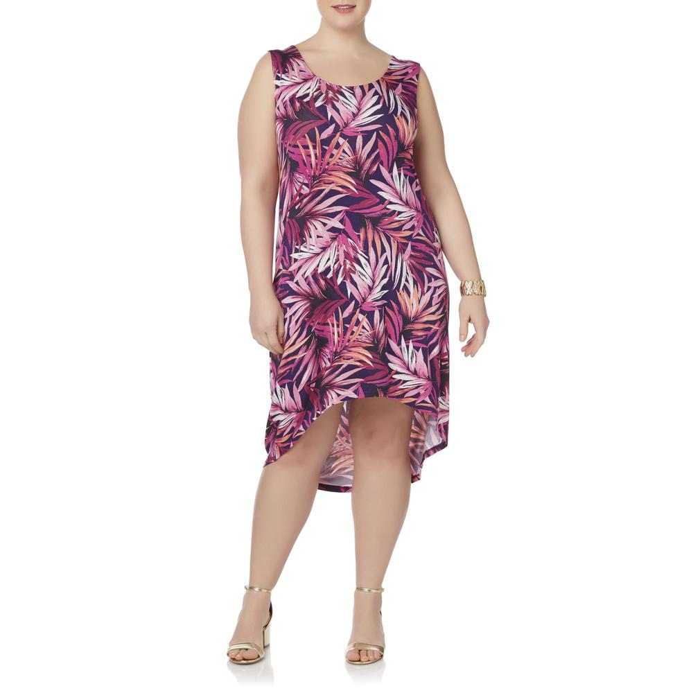 Simply Emma Women's Plus Tank Dress - Tropical