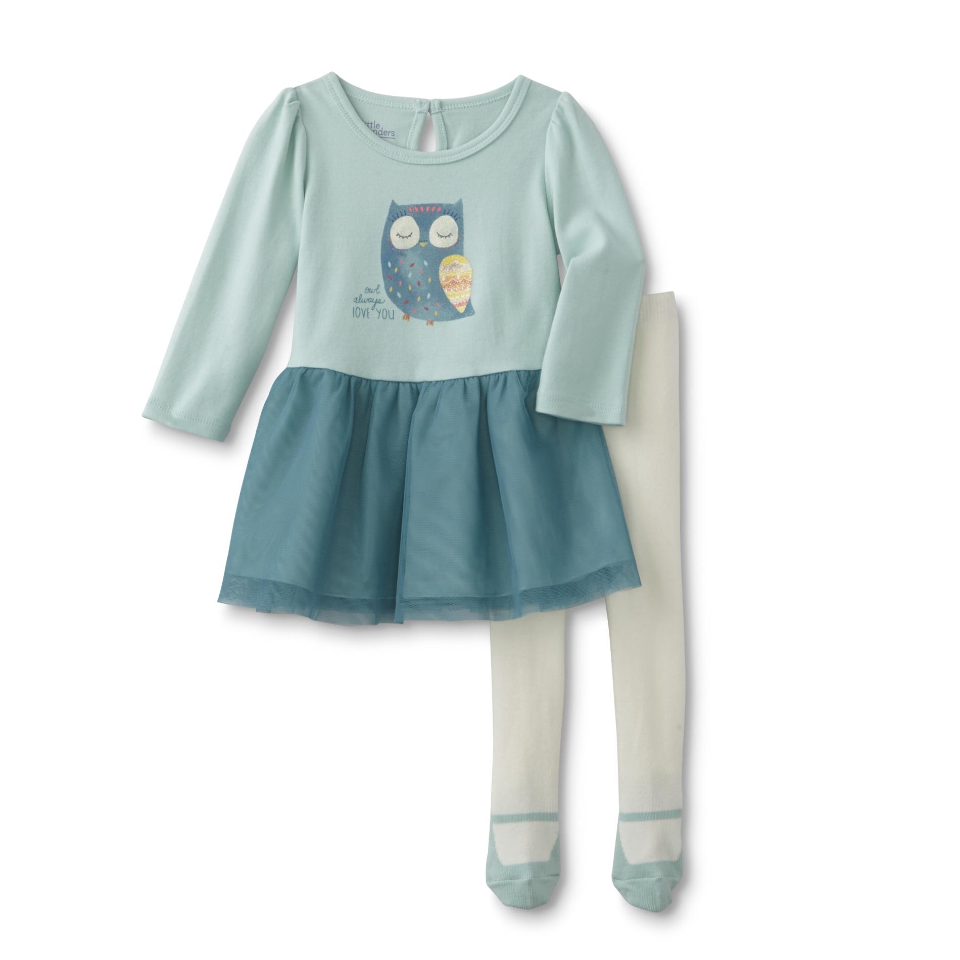 Little Wonders Newborn & Infant Girl's Dress & Tights - Owl