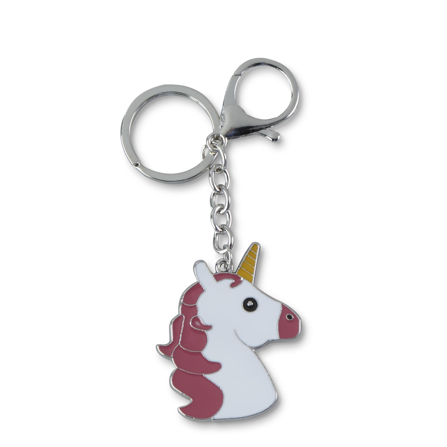 Attention Women's Silvertone Key Chain - Unicorn, White Attention Women's Silvertone Key Chain - Unicorn, White