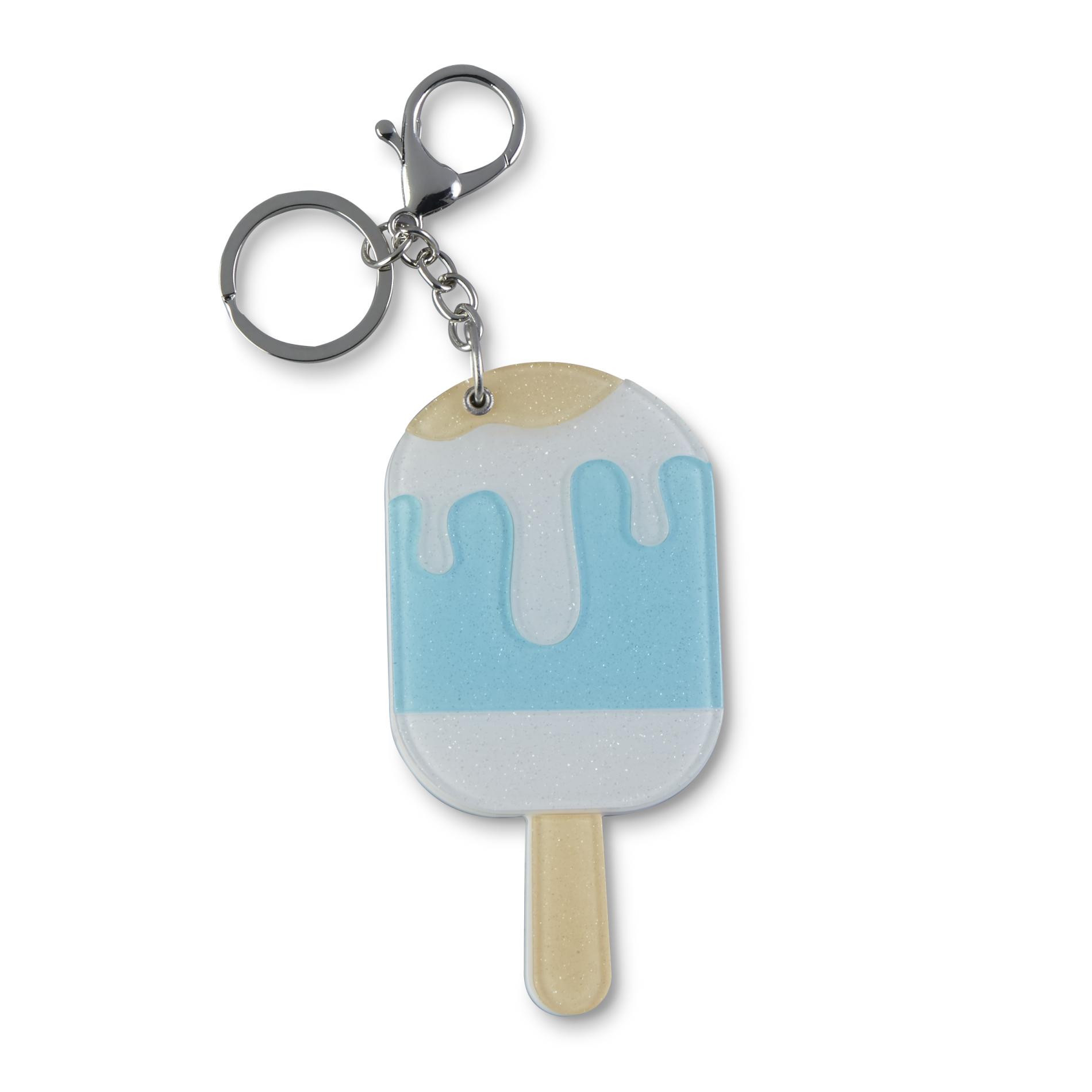 Attention Women's Slide Mirror Key Chain - Popsicle, Blue Attention Women's Slide Mirror Key Chain - Popsicle, Blue