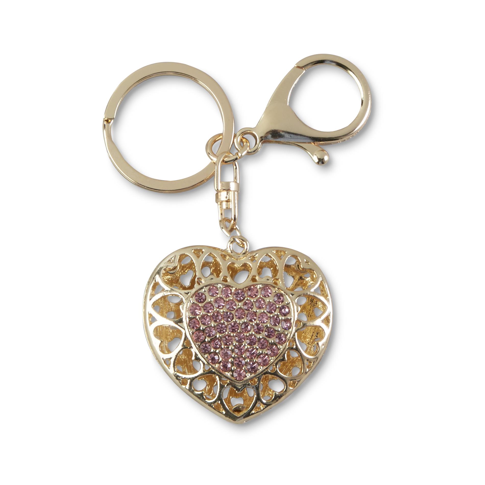 Attention Women's Goldtone Key Chain - Heart, Multi-color Attention Women's Goldtone Key Chain - Heart, Multi-color