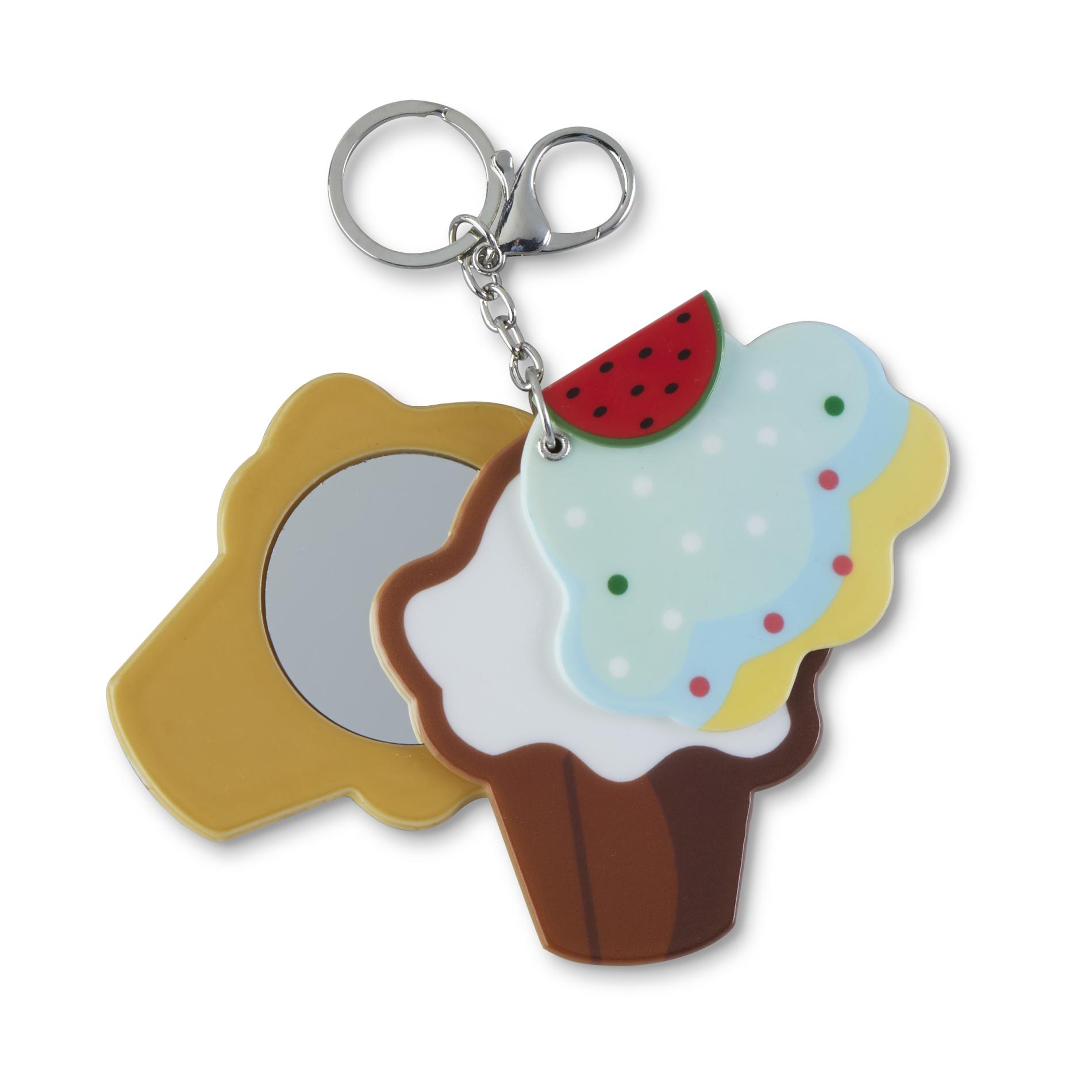 Attention Women's Slide Mirror Key Chain - Cupcake, Multi-color Attention Women's Slide Mirror Key Chain - Cupcake, Multi-color