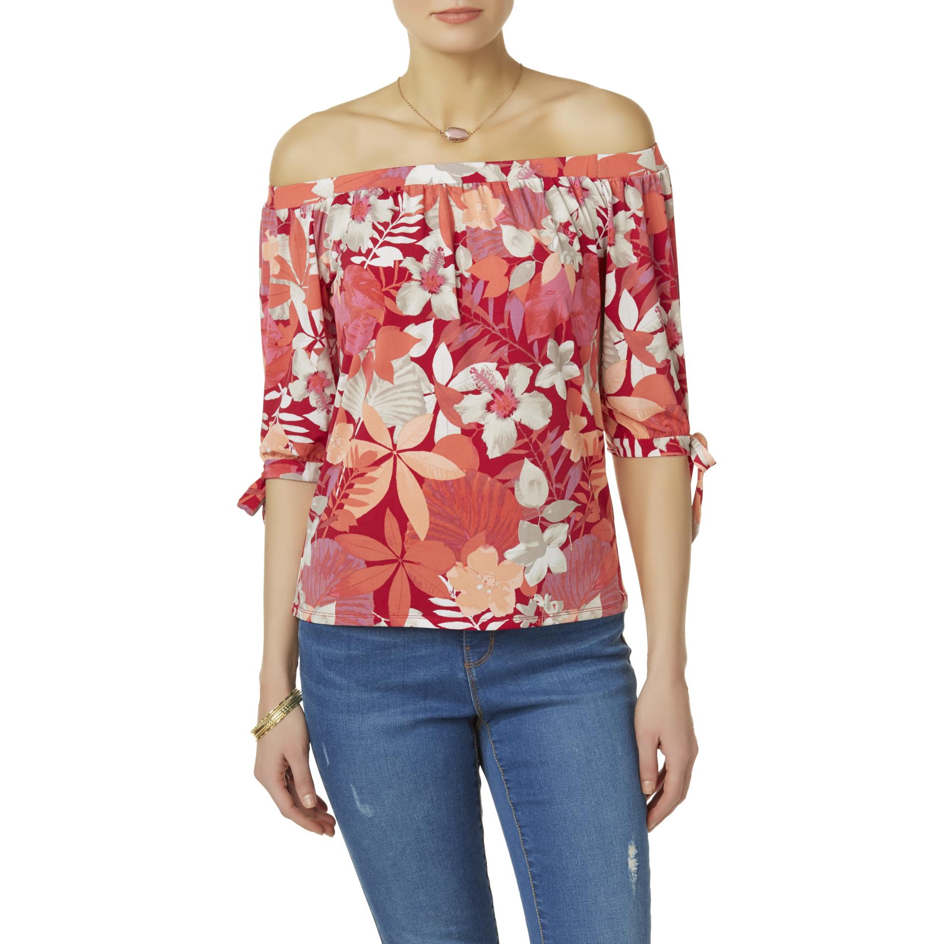 Simply Styled Women's Off-the-Shoulder Top - Floral