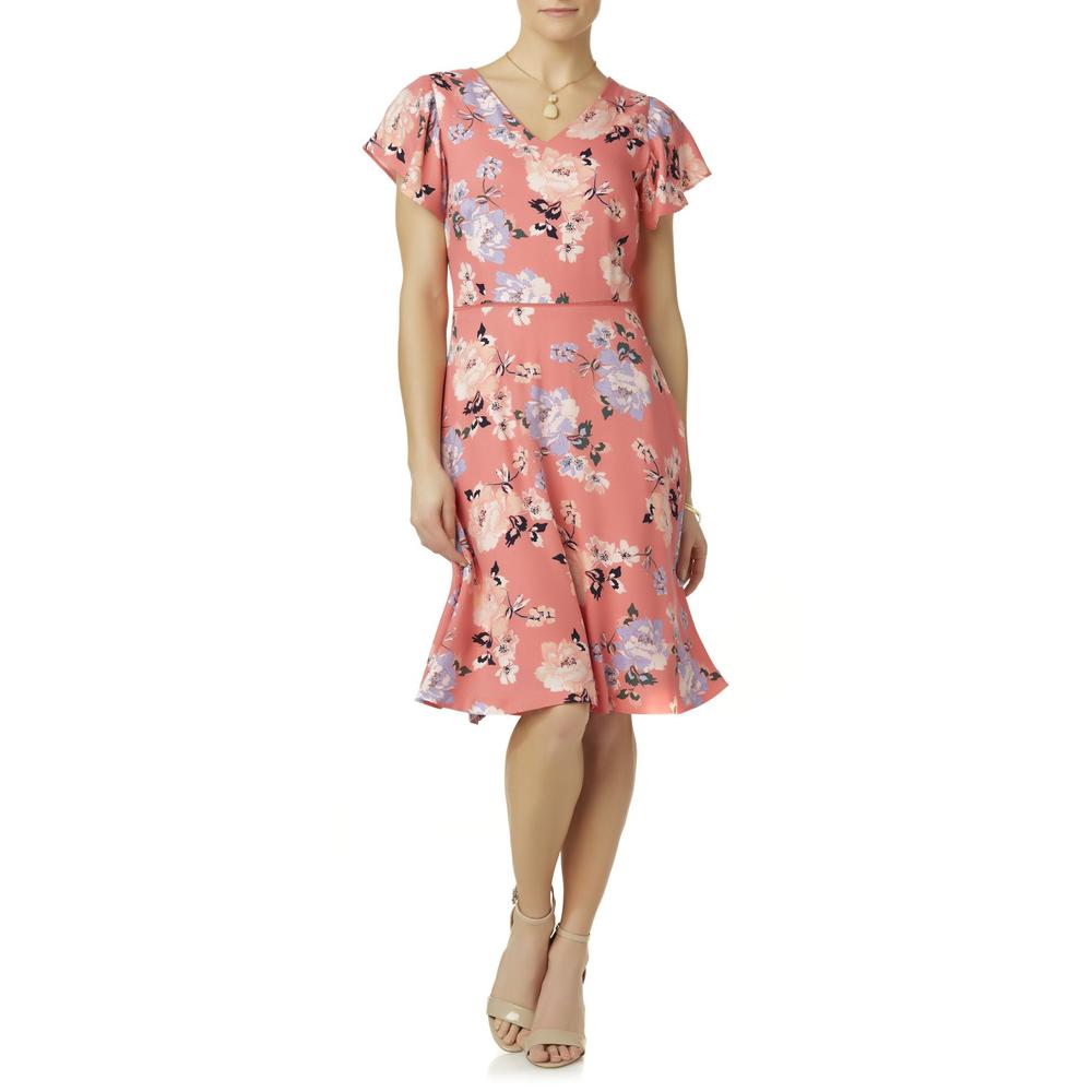 Simply Styled Women's Flutter Sleeve Dress - Floral