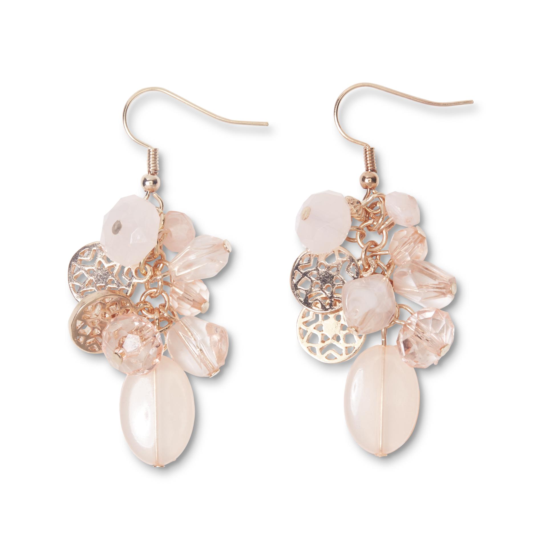 Jaclyn Smith Women's Rose Goldtone Beaded Cluster Earrings