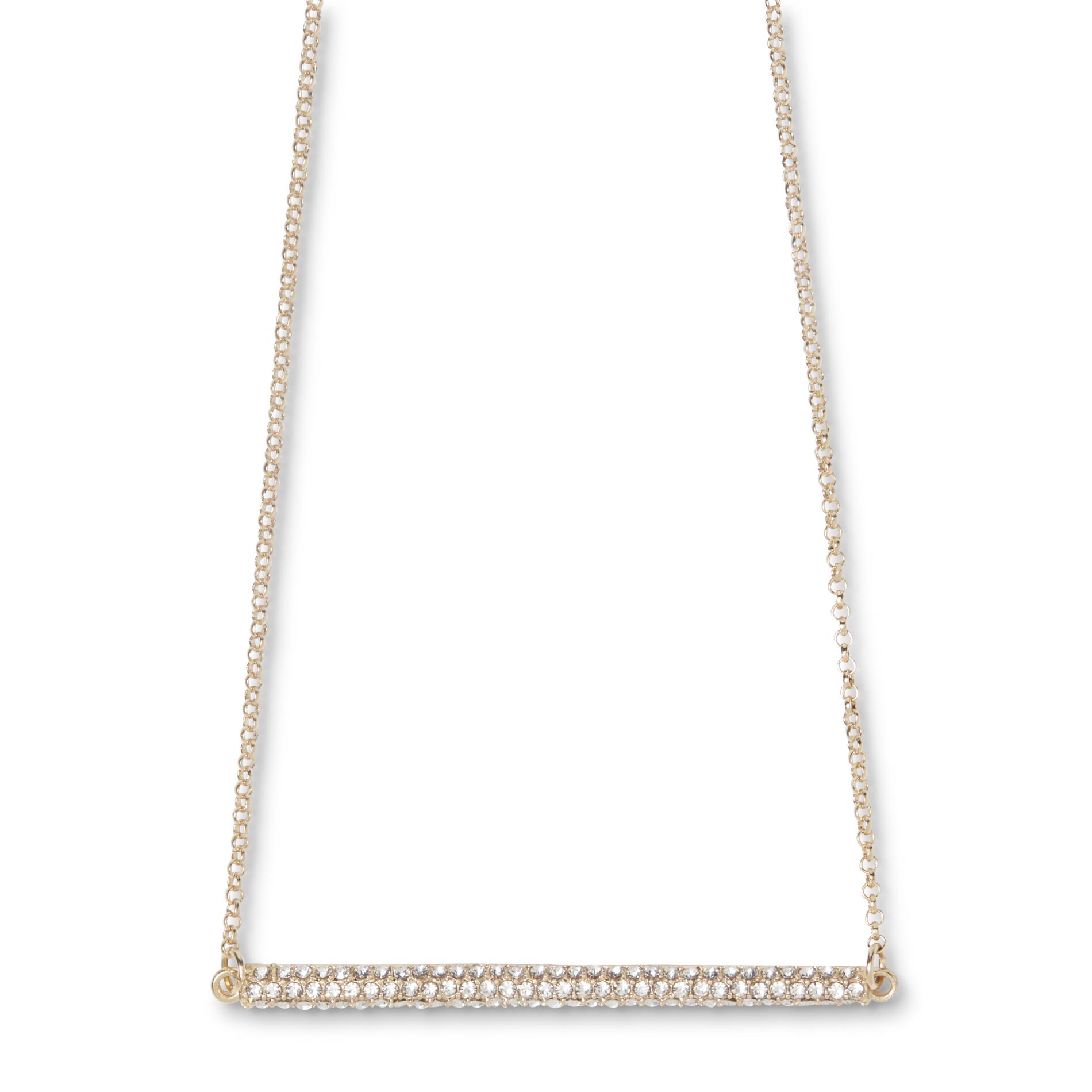 Attention Women's Goldtone Jeweled Bar Necklace