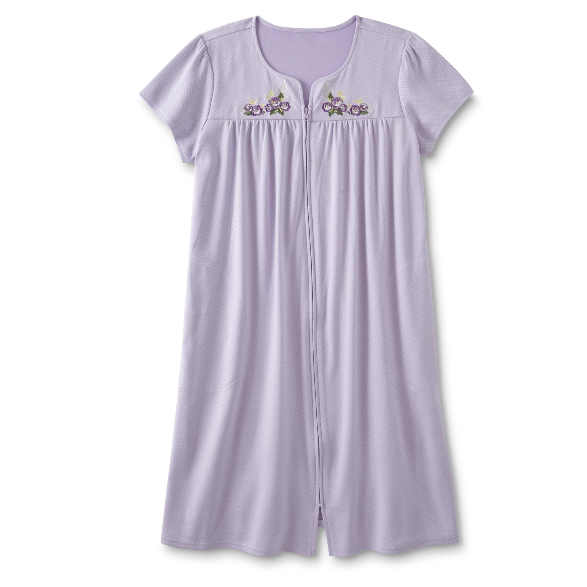 Plus Size Basic Editions Women’s Plus Zipper Nightgown - Floral, Size: 1XL, Crocus Petal Plus Size Basic Editions Women’s Plus Zipper Nightgown - Floral, Size: 1XL, Crocus Petal