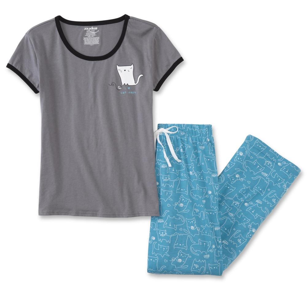 Joe Boxer Juniors' Pajama T-Shirt & Pants - Cat Naps