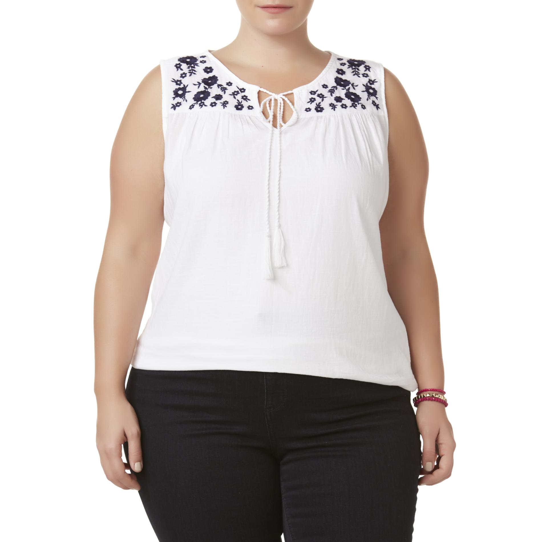 Plus Size Basic Editions Women’s Plus Sleeveless Blouse, Size: 3X;2X, Core White Plus Size Basic Editions Women’s Plus Sleeveless Blouse, Size: 3X;2X, Core White