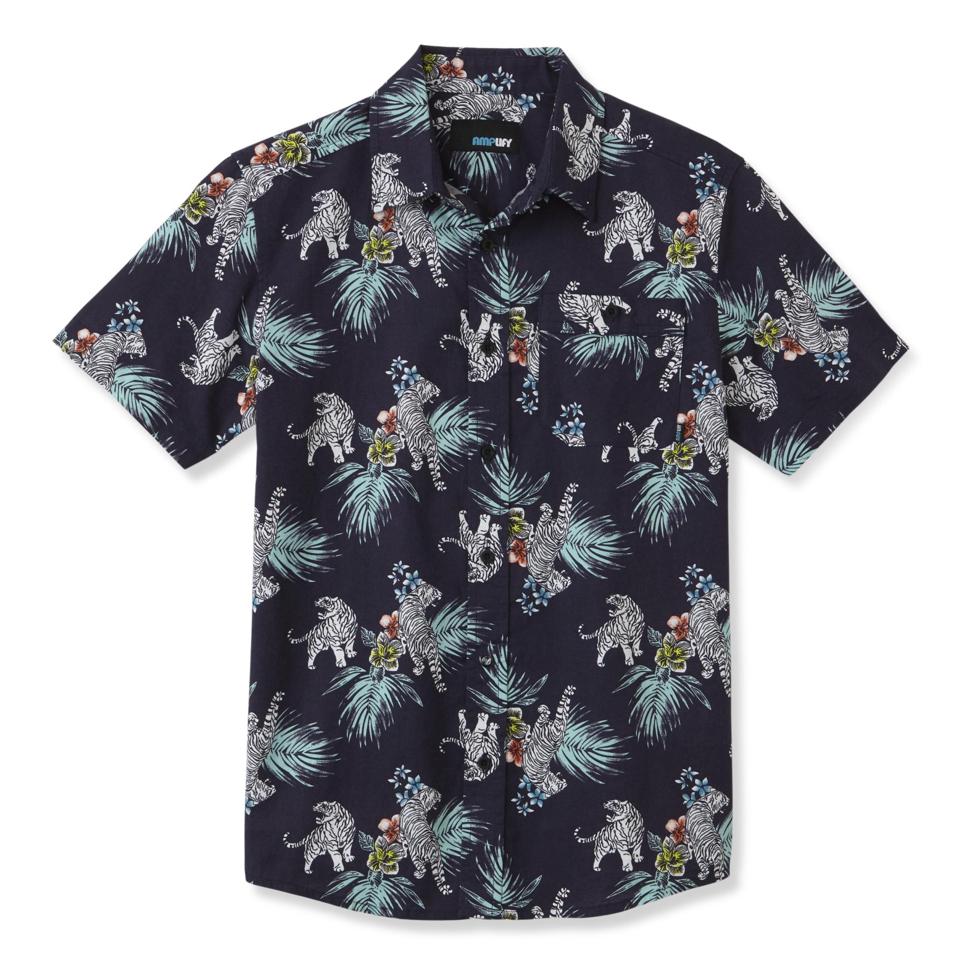 Amplify Boys' Short-Sleeve Button-Front Shirt - Tigers