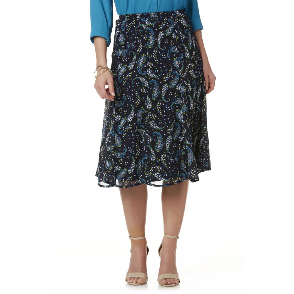 Laura Scott Women's Chiffon Godet Skirt - Paisley