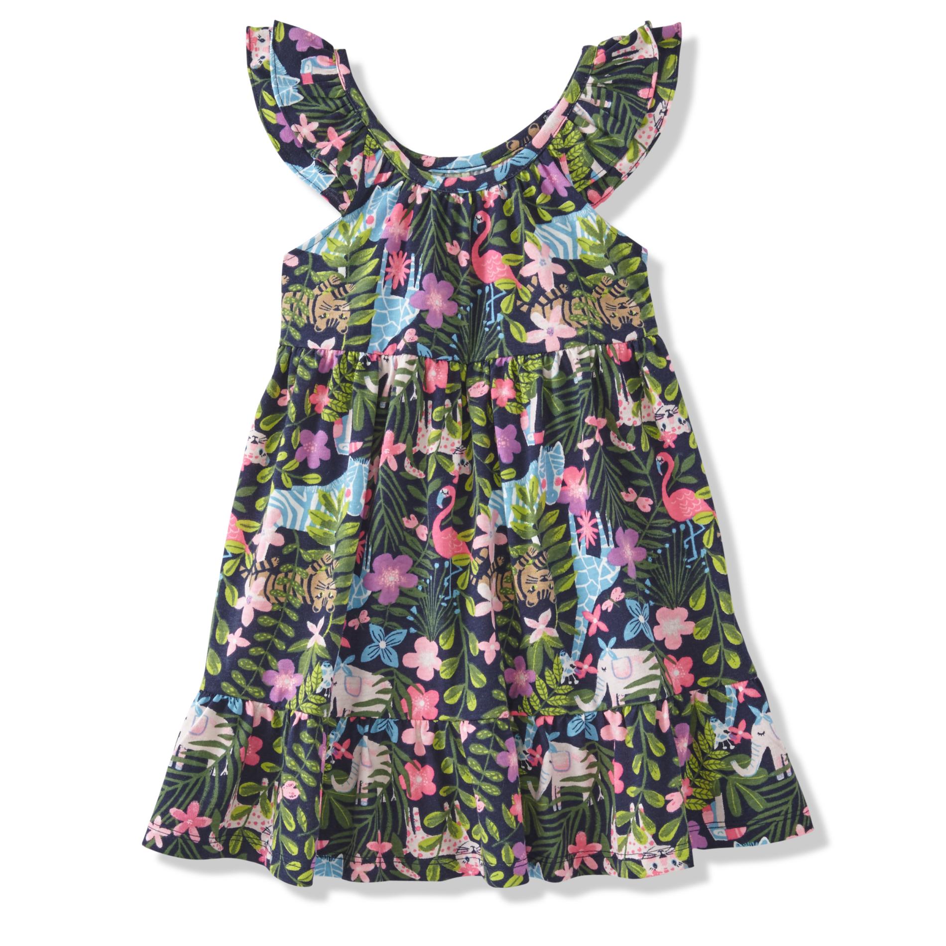 Toughskins Infant & Toddler Girls' Flutter Sleeve Dress - Jungle Print