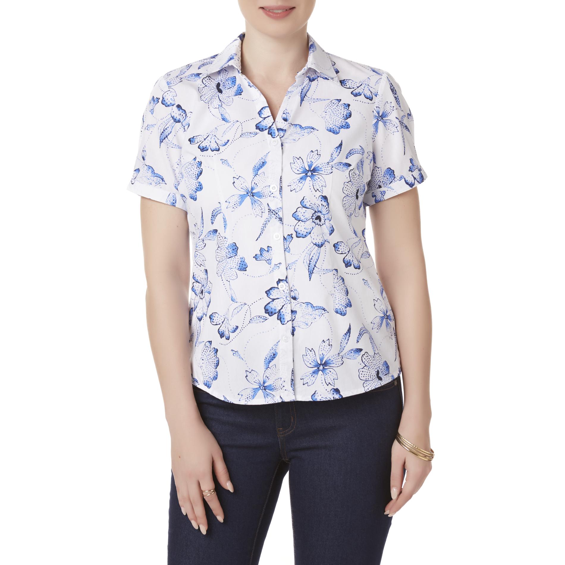 Laura Scott Women's Short-Sleeve Camp Shirt - Floral
