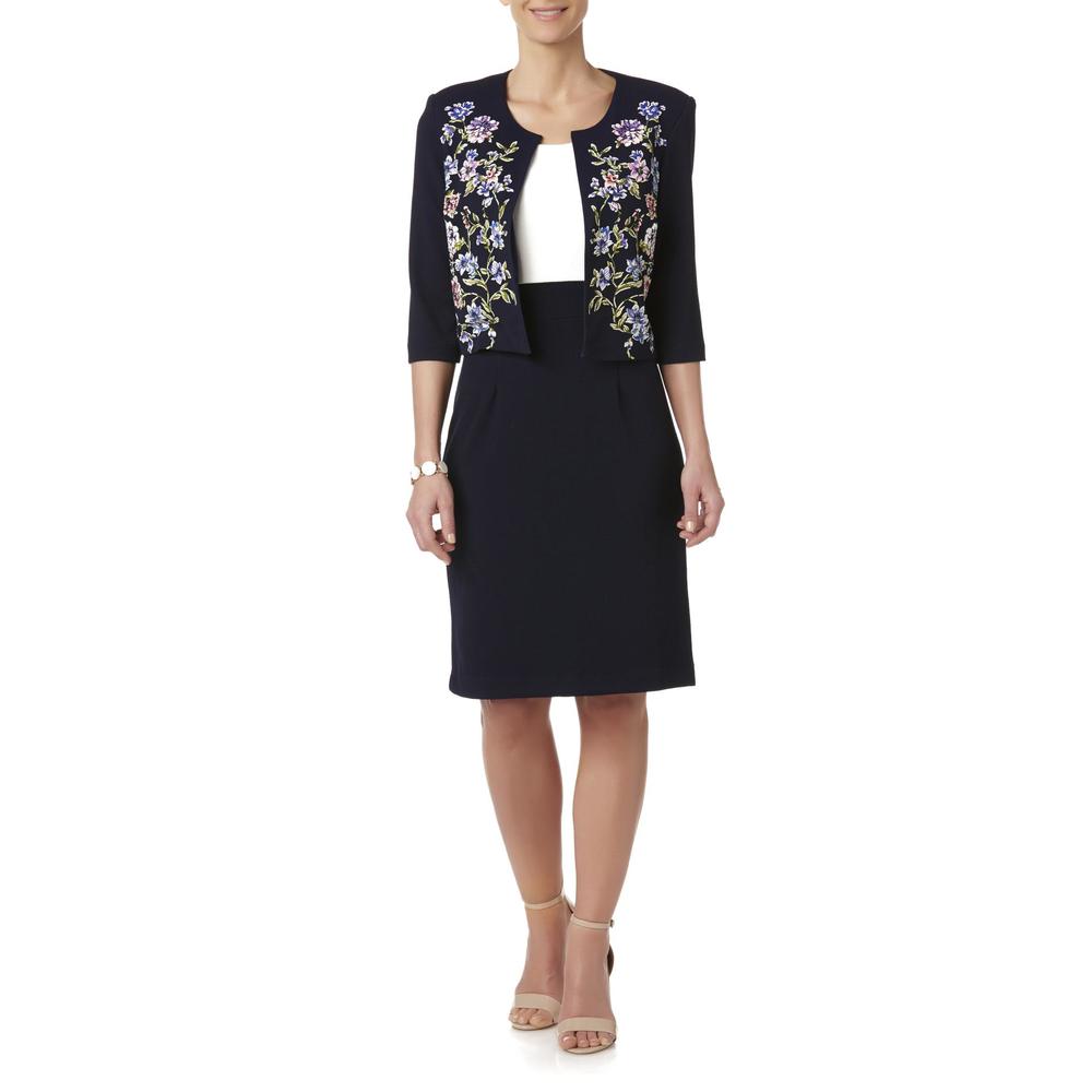 Sandra Darren Women's Sleeveless Dress & Jacket - Colorblock & Floral