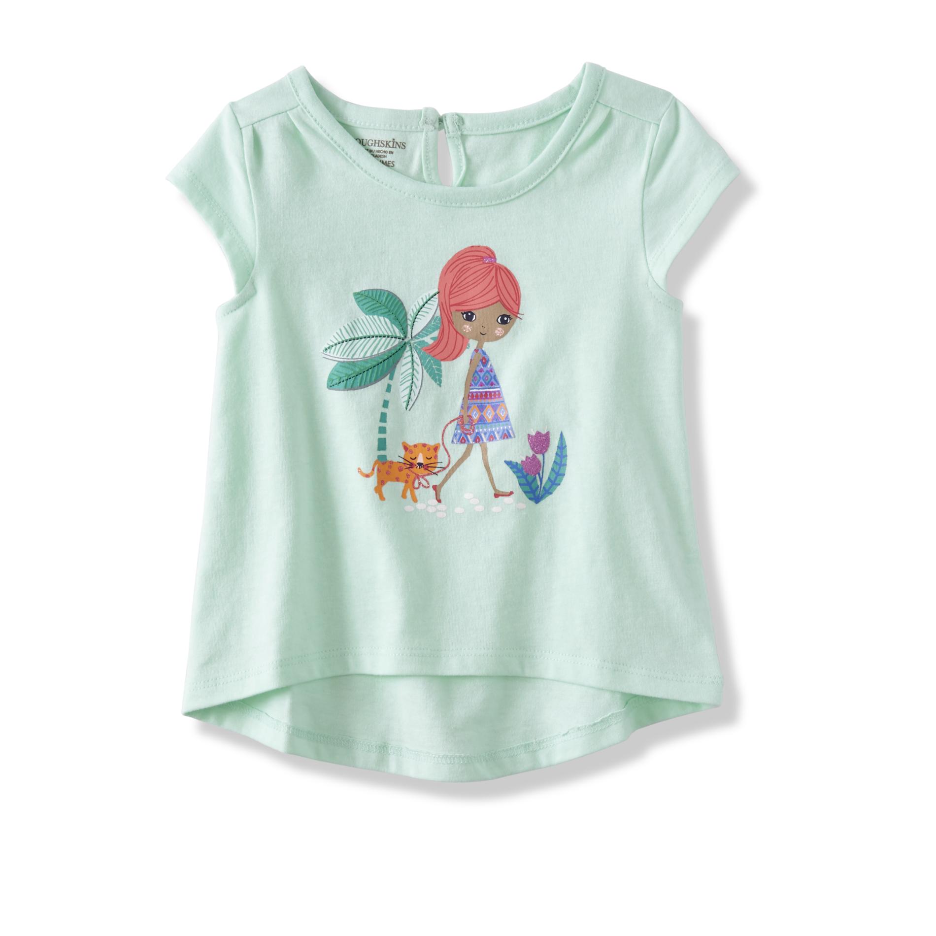 Toughskins Infant Girls' Cap Sleeve Graphic T-Shirt - Girl & Cat