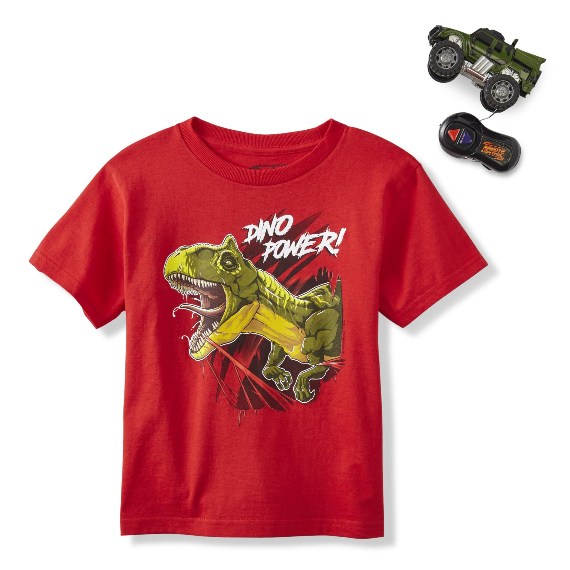 Rudeboyz Boys' Graphic T-Shirt & Remote Control Truck - Dino Power