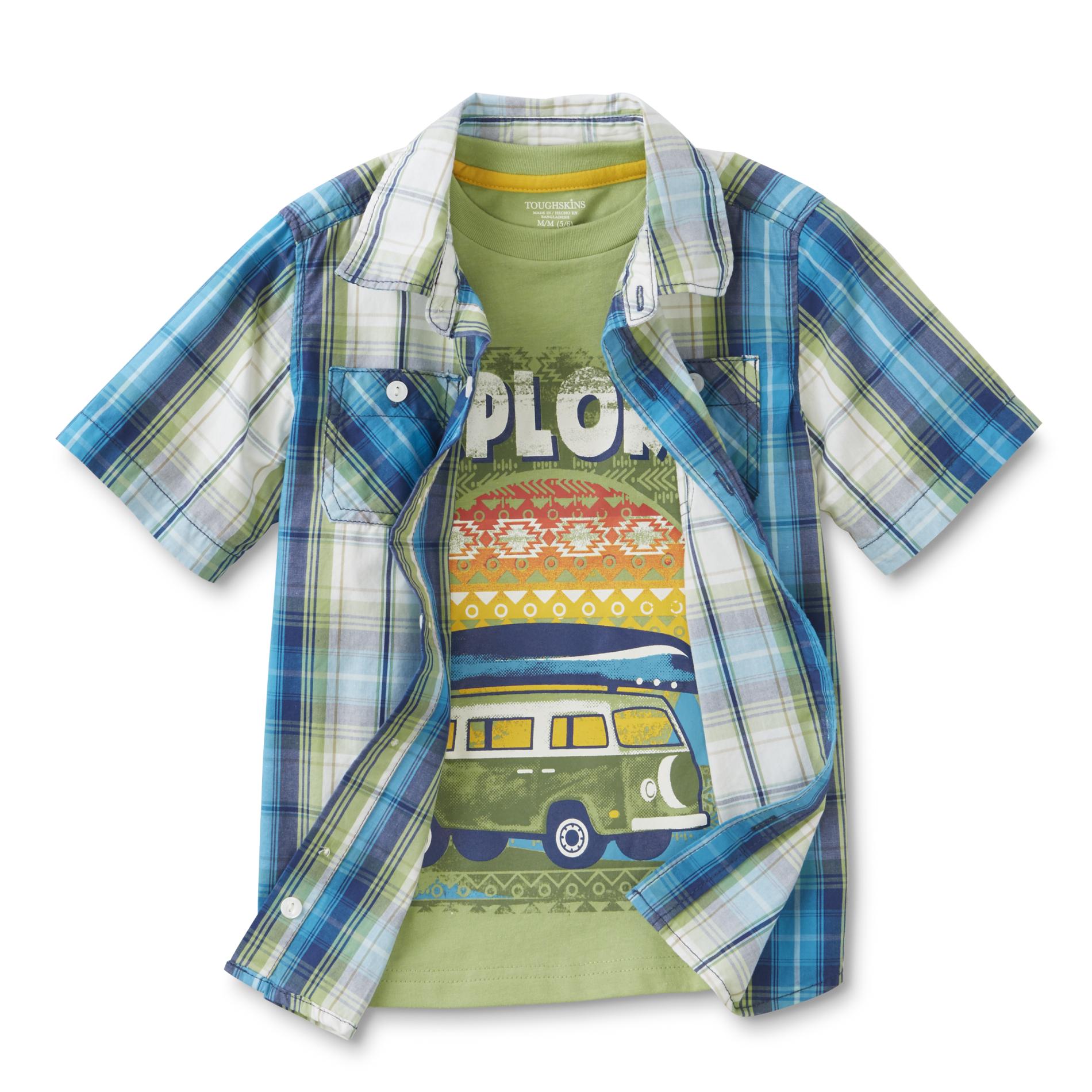Toughskins Infant & Toddler Boy's Button-Front Shirt & T-Shirt - Plaid & Explorer
