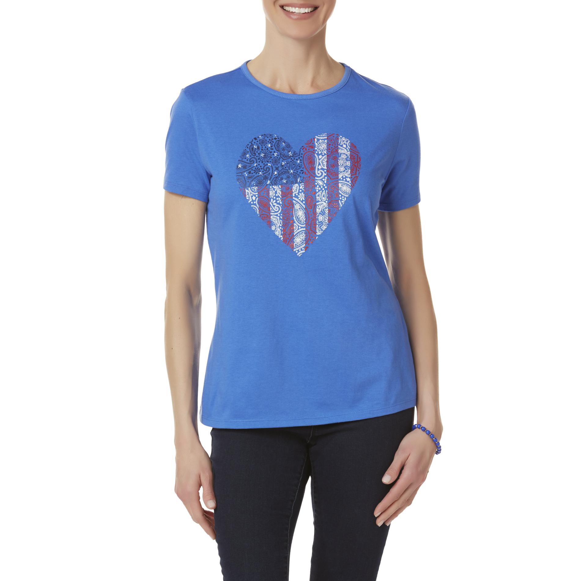 Laura Scott Women's Graphic T-Shirt - Red, White & Blue Heart