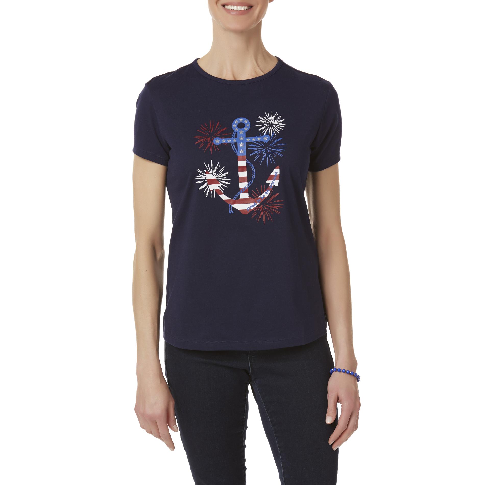 Laura Scott Women's Graphic T-Shirt - Red, White & Blue Anchor