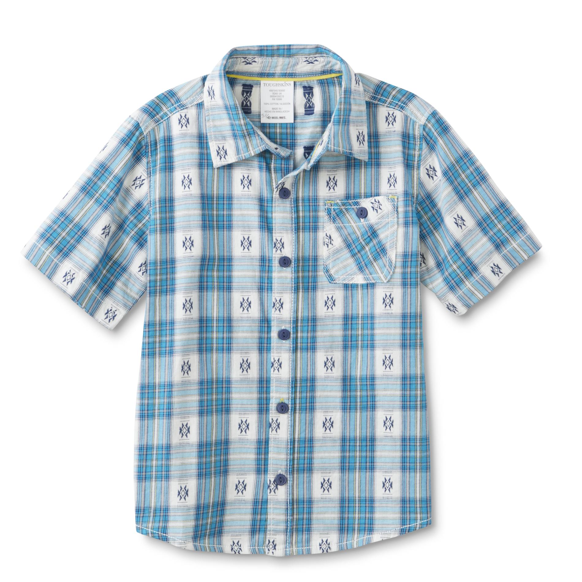 Toughskins Boy's Button-Front Shirt - Plaid & Tribal