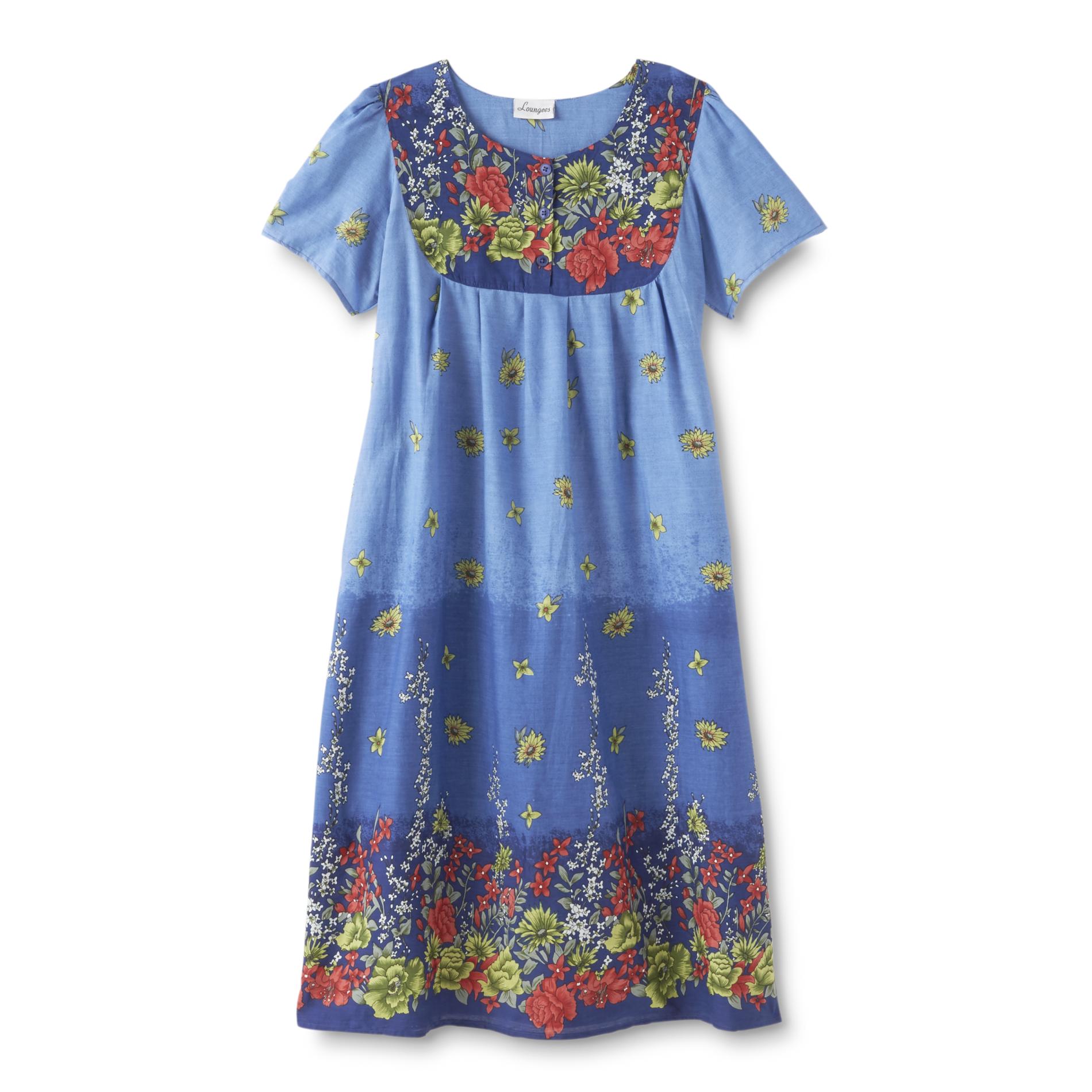 Loungees Women's Plus Short-Sleeve Nightgown - Floral
