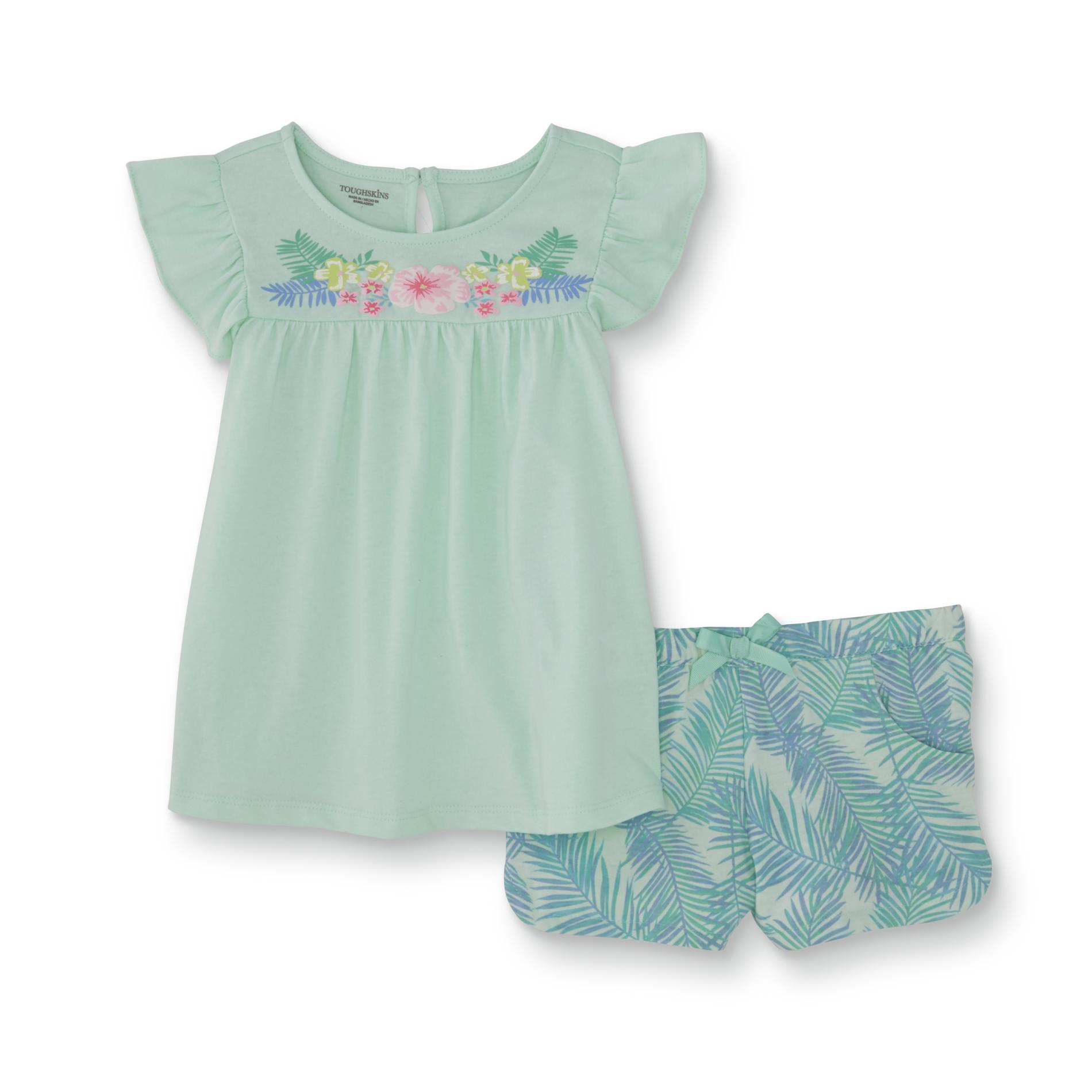 Toughskins Infant & Toddler Girls' Flutter T-Shirt & Shorts - Tropical Foliage