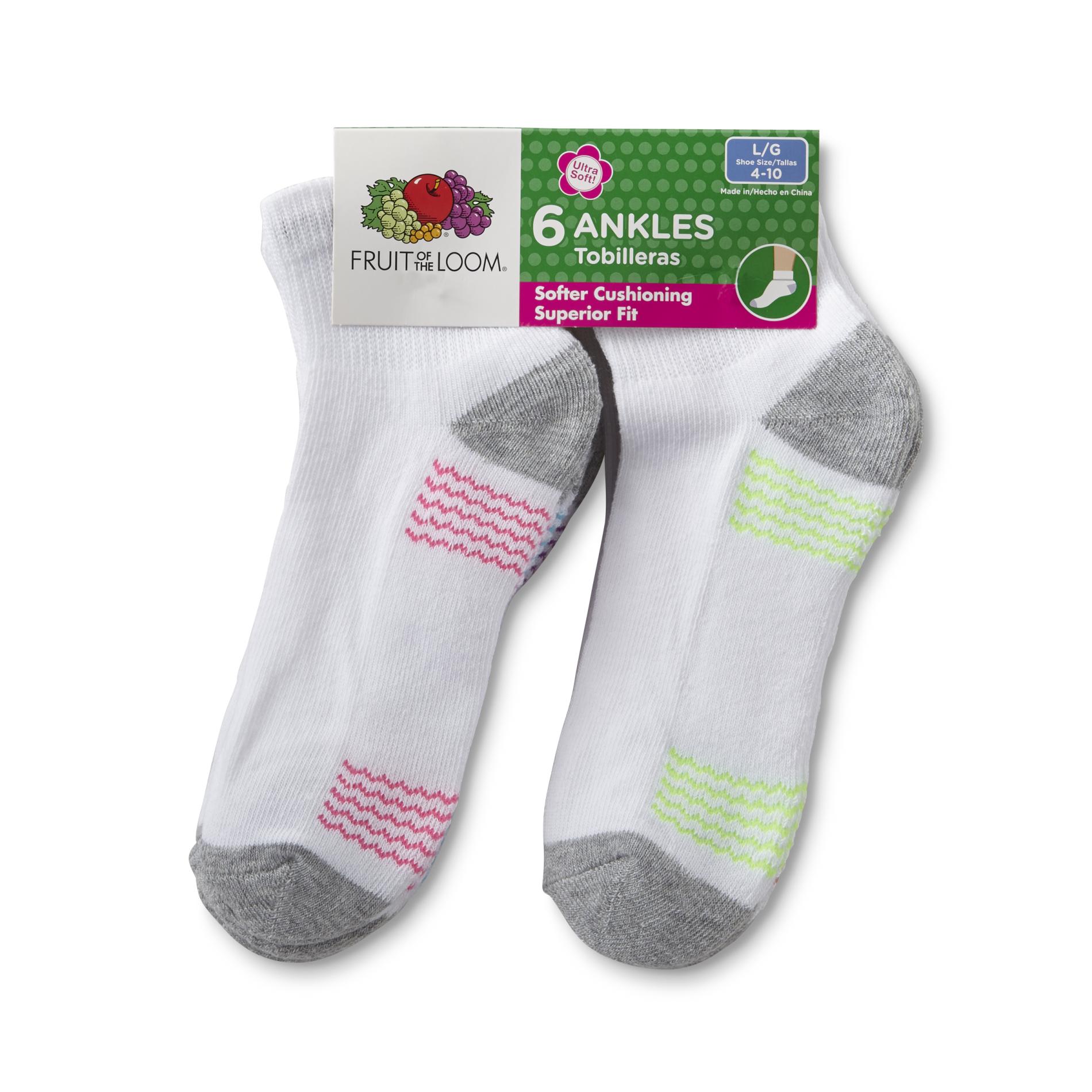 Fruit of the Loom Girl's 6Pairs Ankle Socks Chevron Shop Your Way